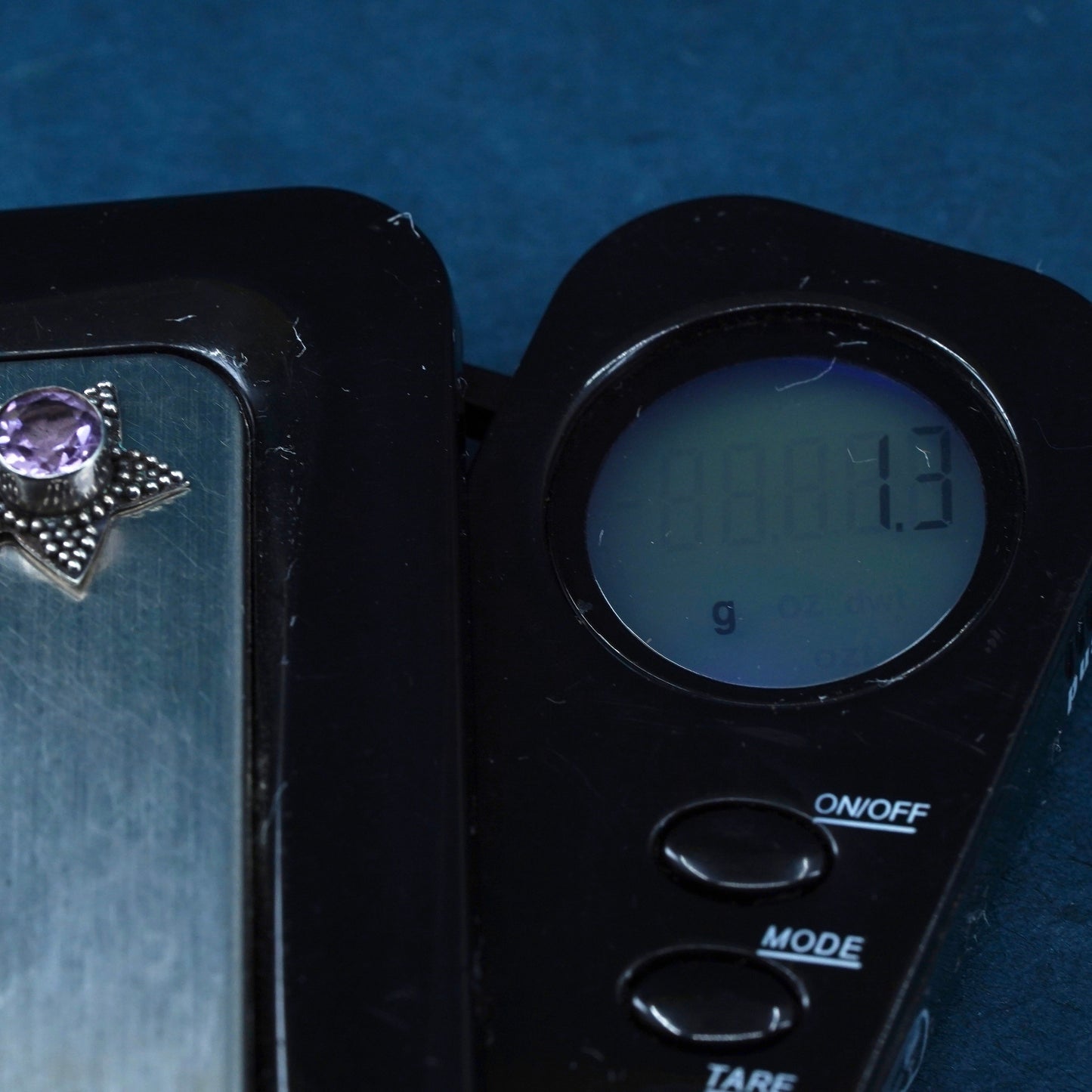 Vintage Sterling silver handmade pendant, 925 star with amethyst