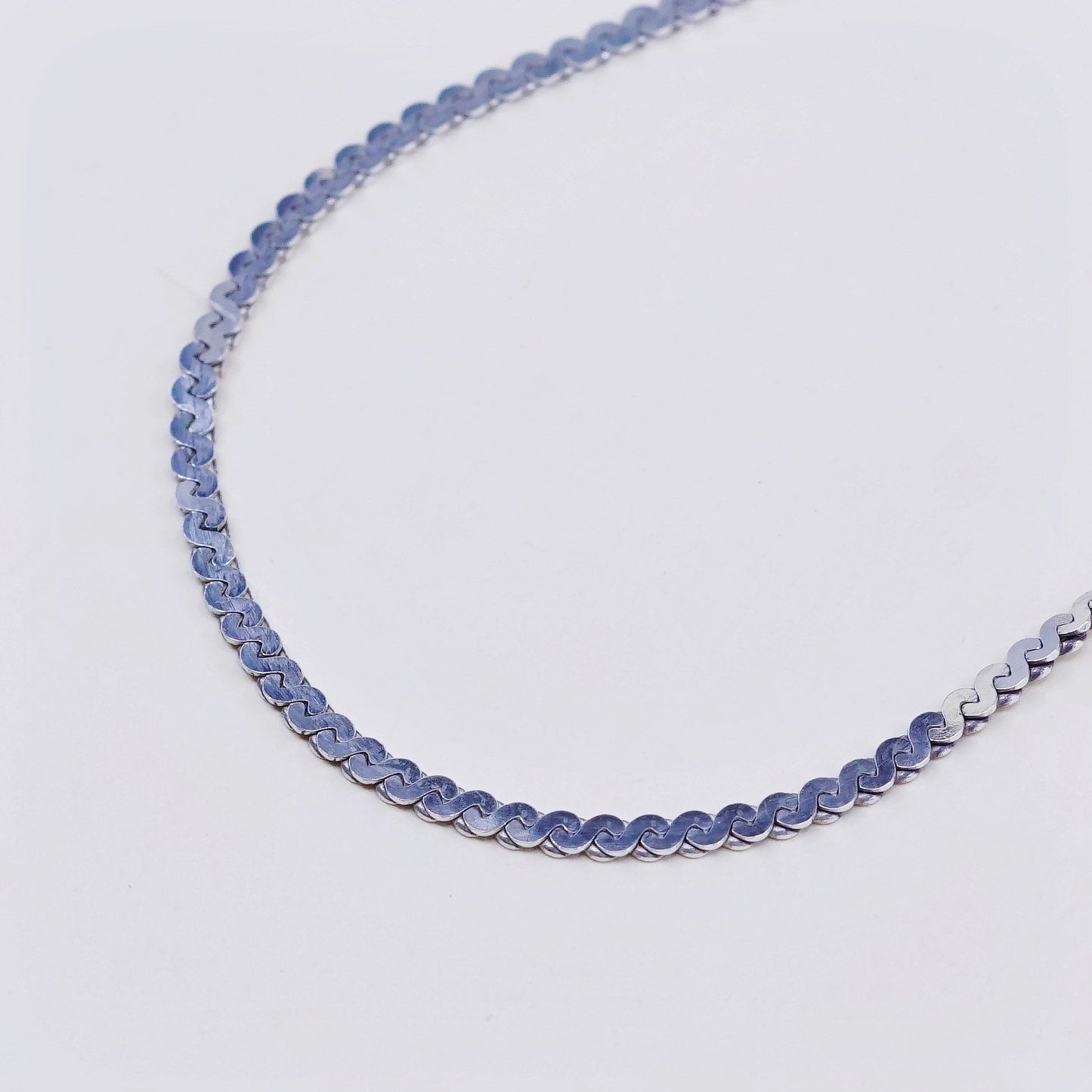 18”, 2mm, vintage Sterling silver handmade necklace, 925 S link chain