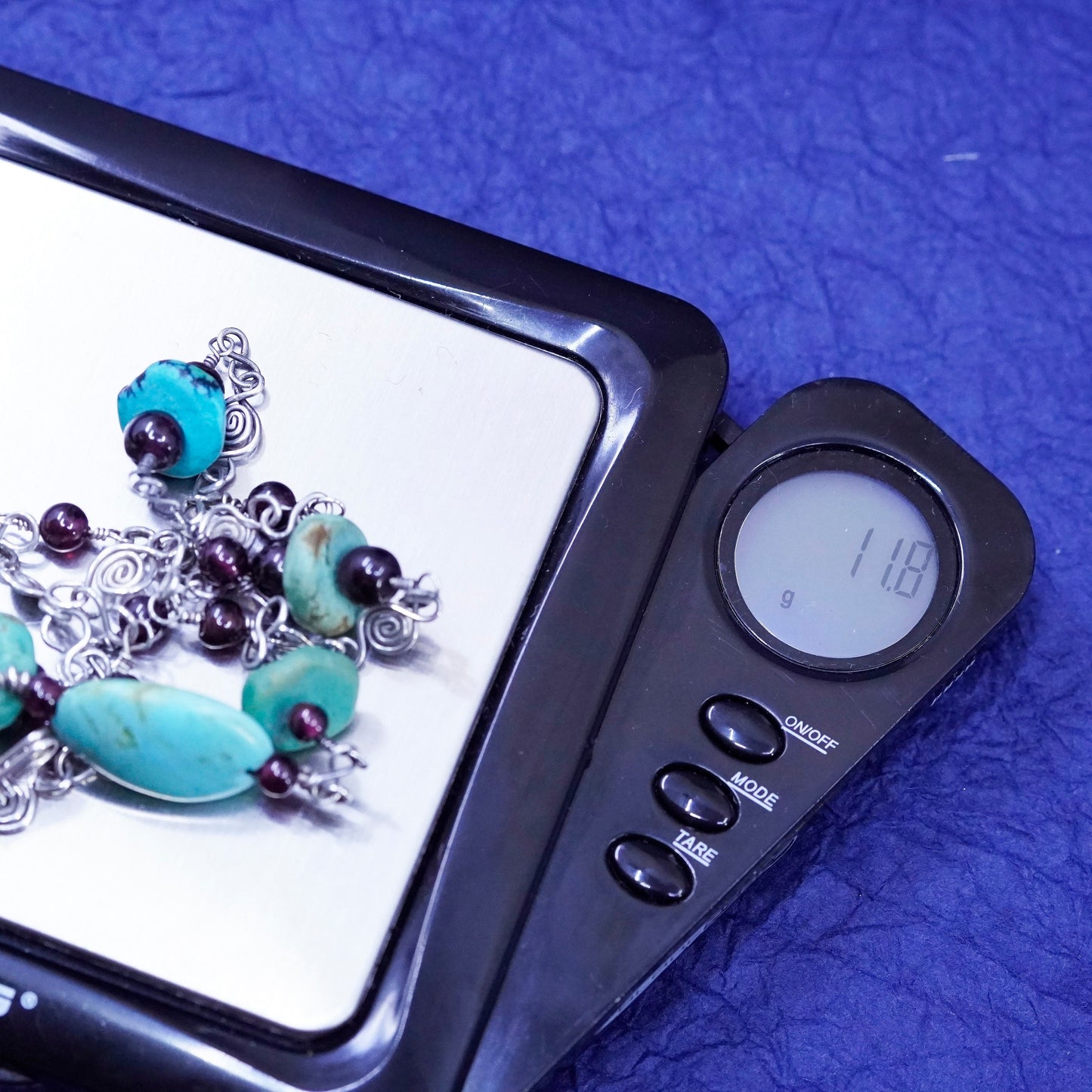 14”, Sterling 925 silver Native American Navajo chain necklace turquoise nugget