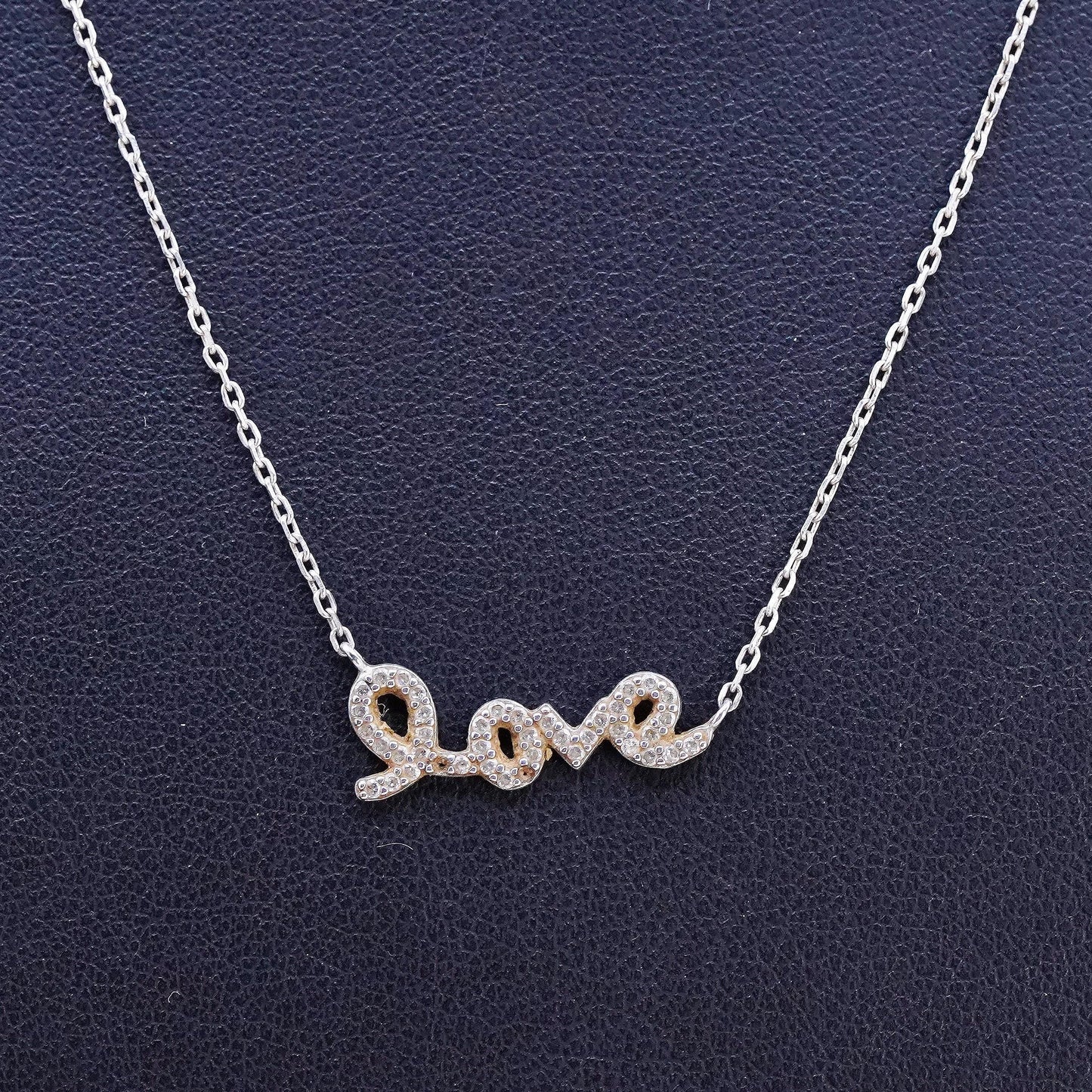 18", vintage Sterling silver handmade necklace, 925 circle chain love pendant