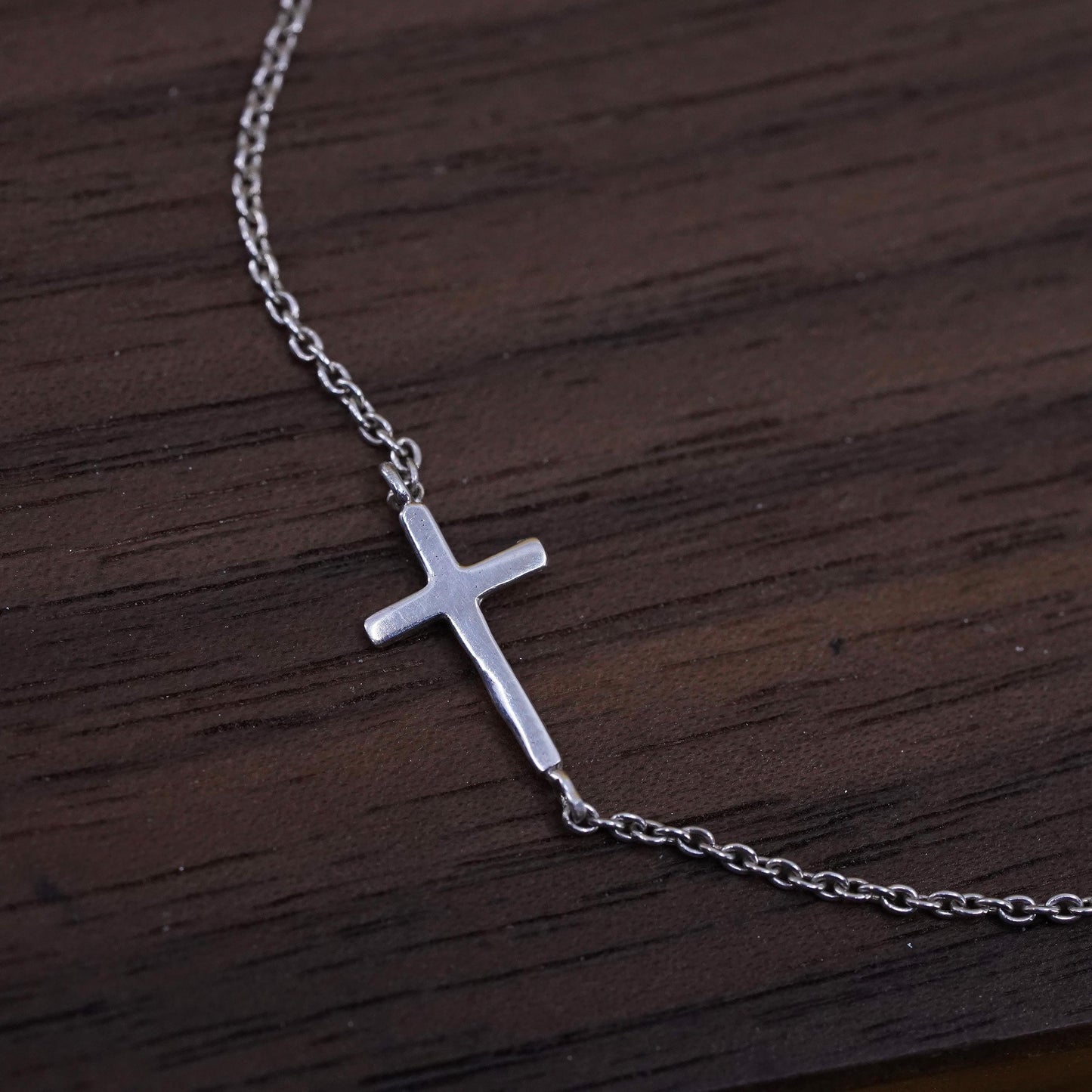 8+1", Vintage Sterling silver handmade bracelet, 925 chain with cross charm