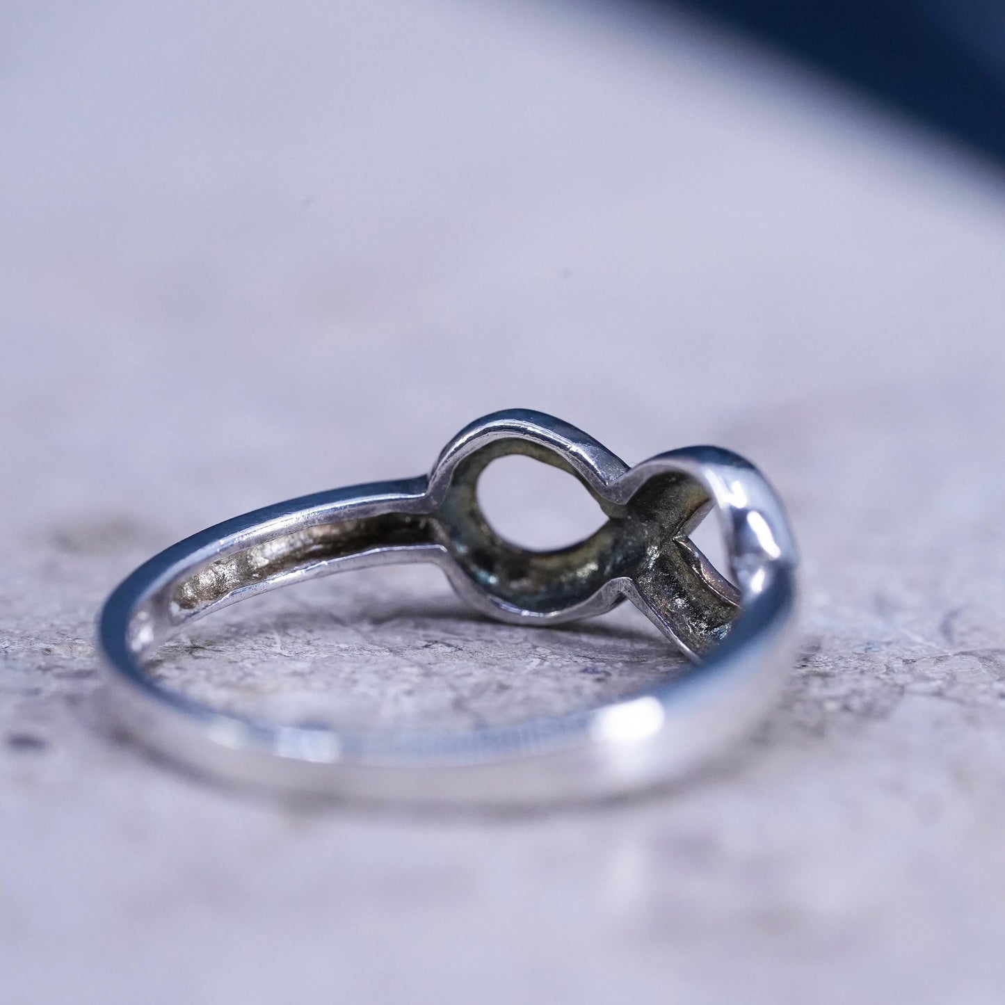 Size 3.75, VTG sterling silver handmade ring, 925 infinity loop twisted band