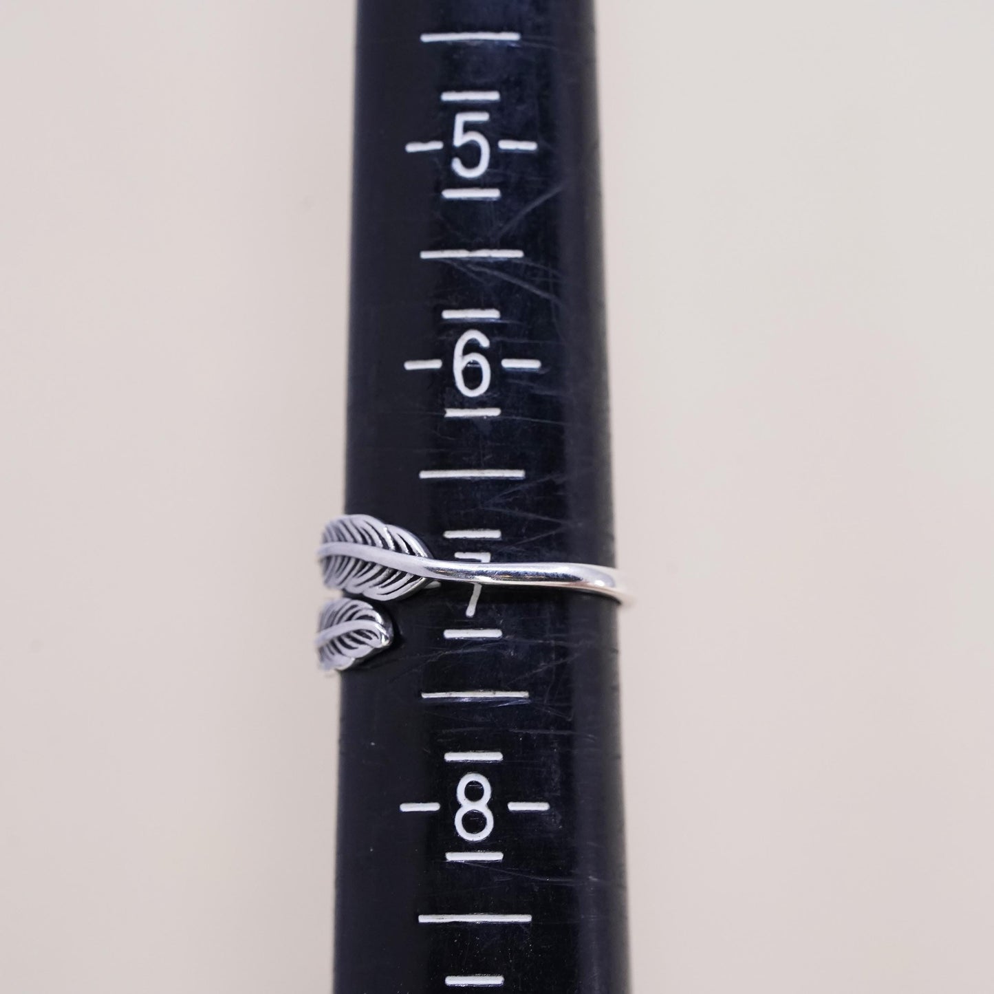 Size 7, Sterling silver handmade ring, stackable 925 leaf band