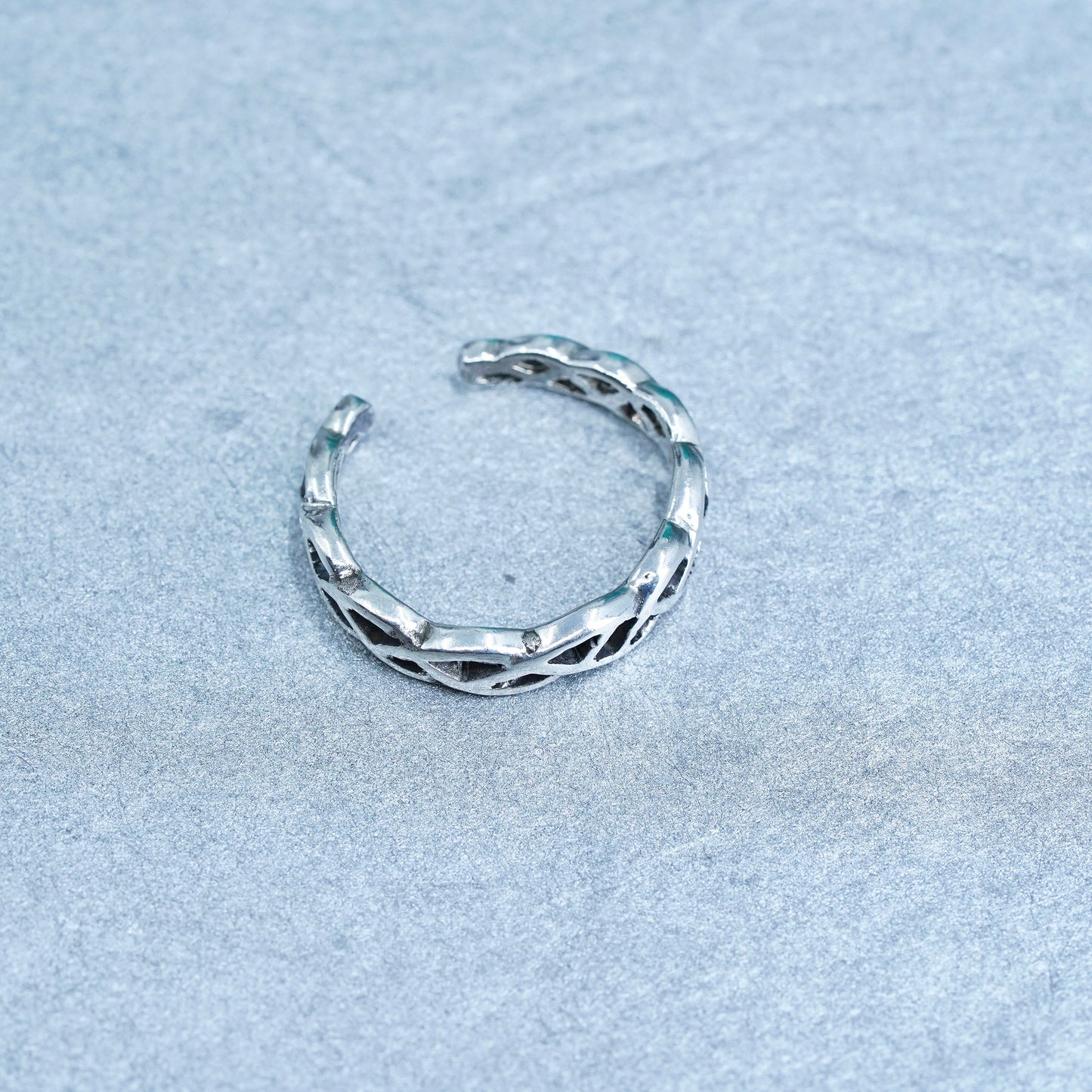 Size 2.75, southwestern Sterling 925 silver handmade ring, textured open band