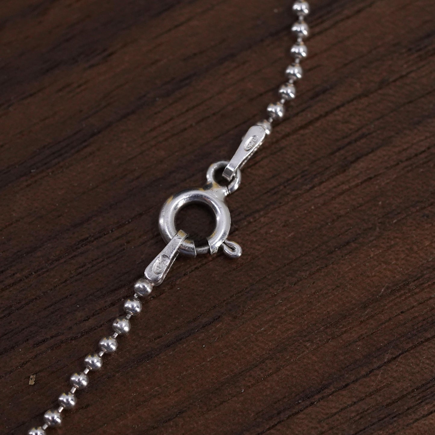 16", Italian Sterling 925 silver bead chain necklace with black pearls beads