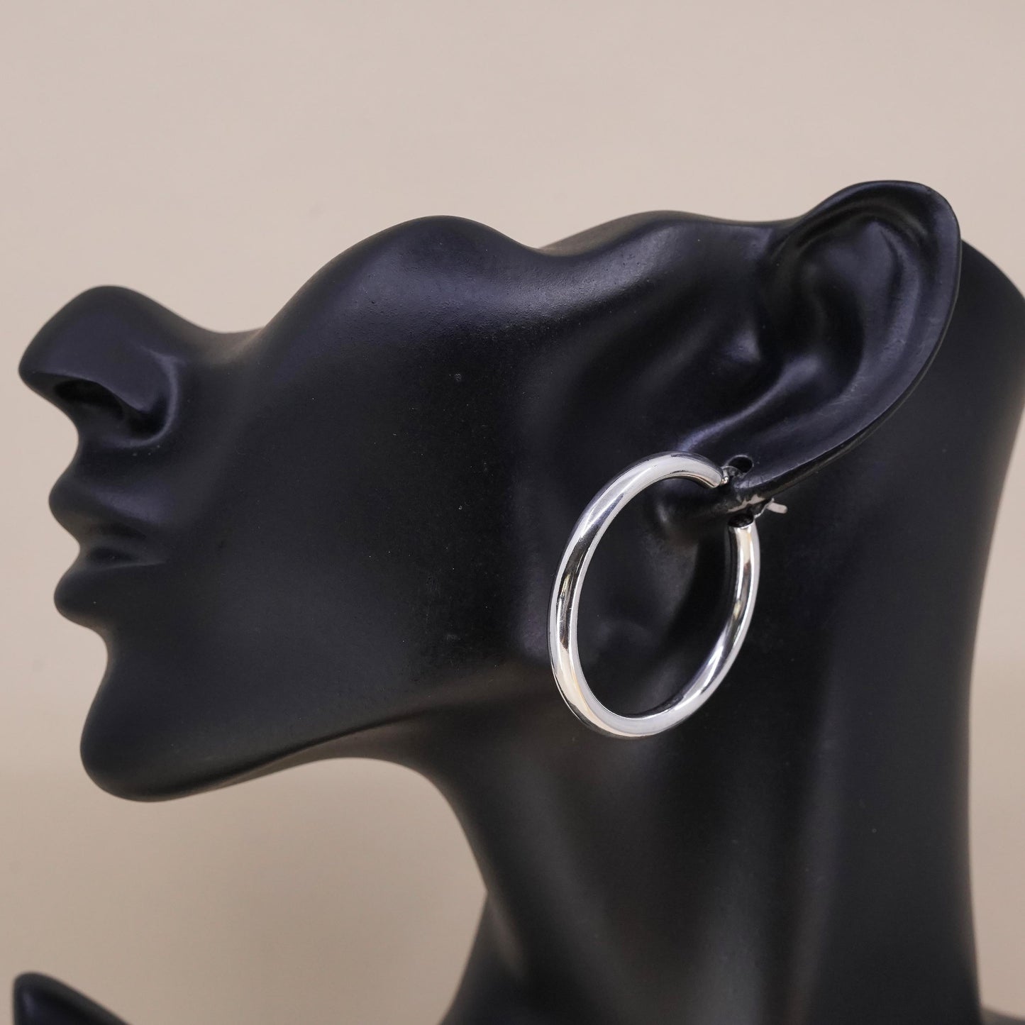 1.5", Vintage sterling 925 silver loop single earring, fashion primitive hoop