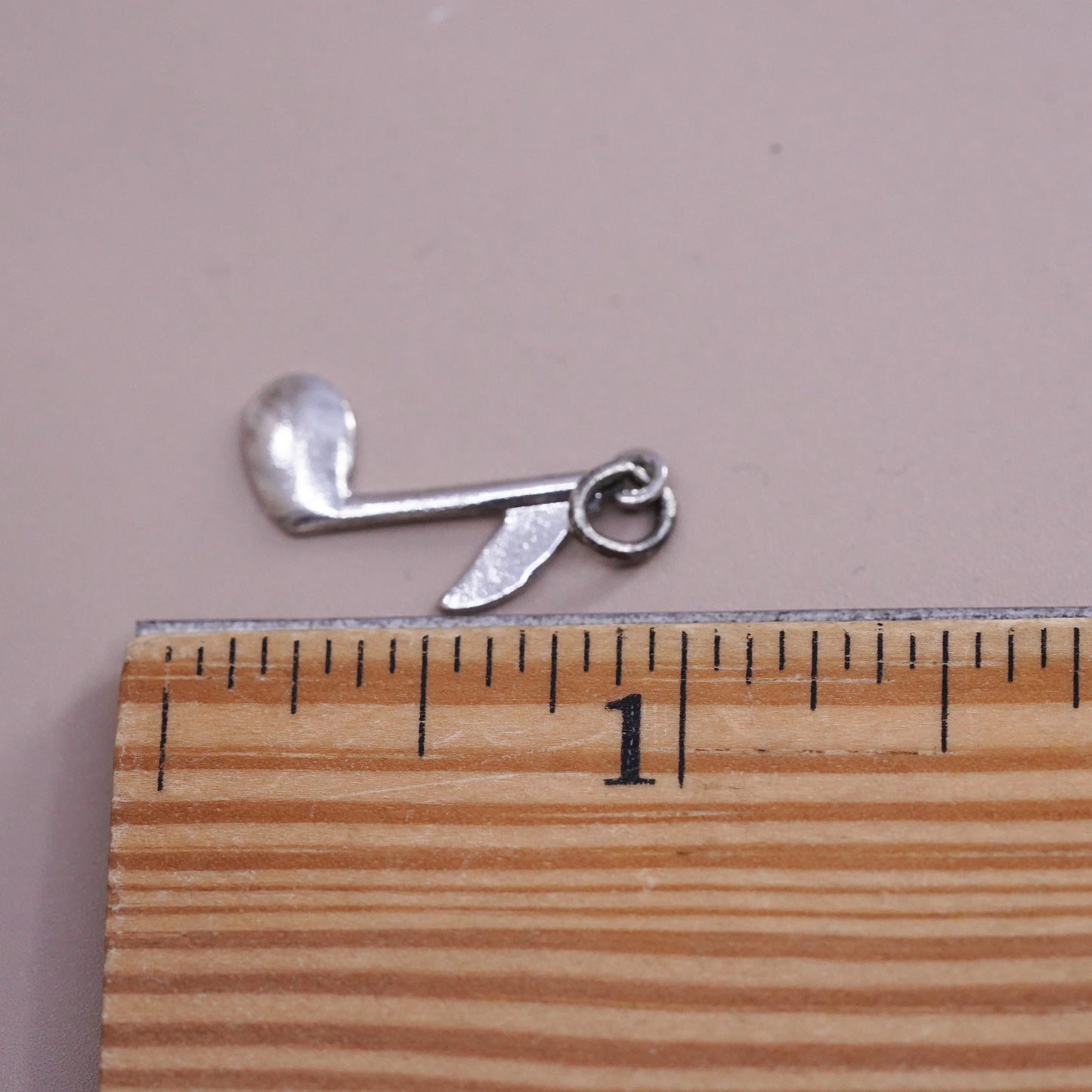 Vintage Sterling silver handmade pendant, 925 music note charm