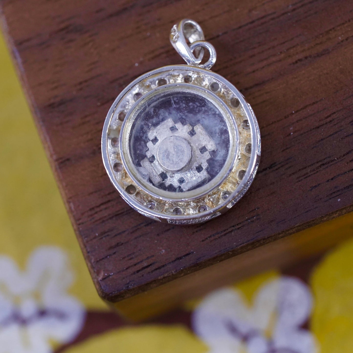 Vintage jewelry Sterling 925 Silver Handmade Pendant w/ Jerusalem cross inside