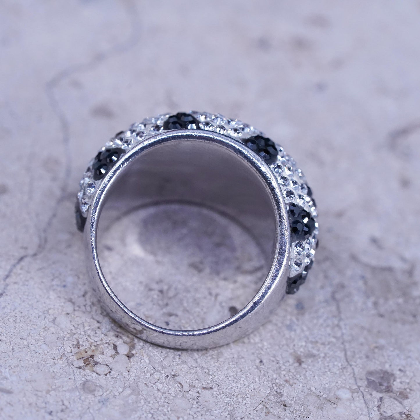 Size 8.25, two tone sterling silver star ring with cluster Cz, gift Christmas