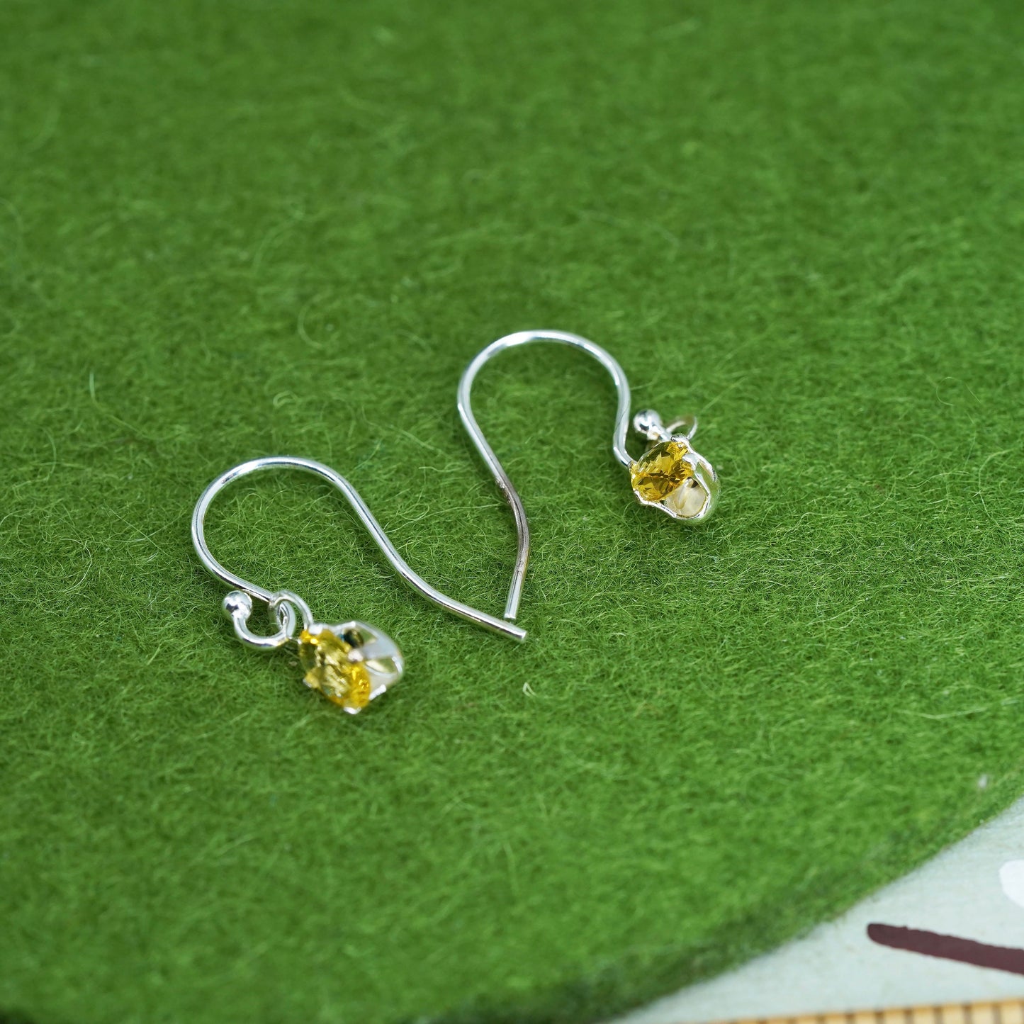 Vintage Sterling 925 silver handmade earrings with citrine