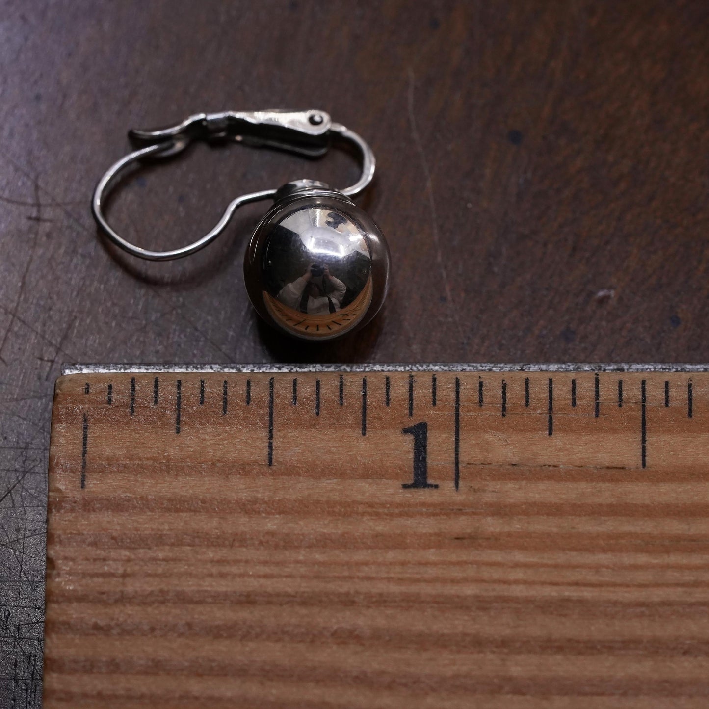 modernist sterling silver 925 handmade single bead earring with lever back