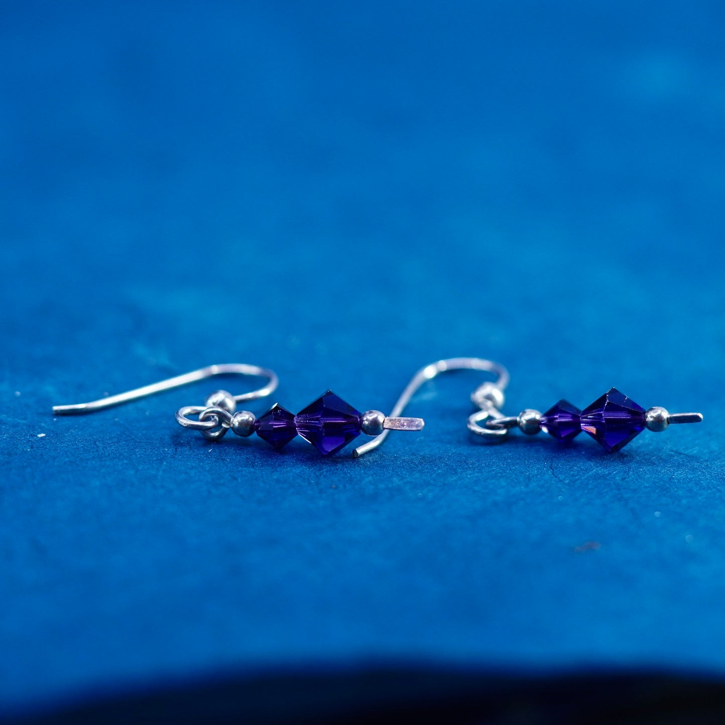Vintage sterling 925 silver handmade earrings with pearl amethyst beads