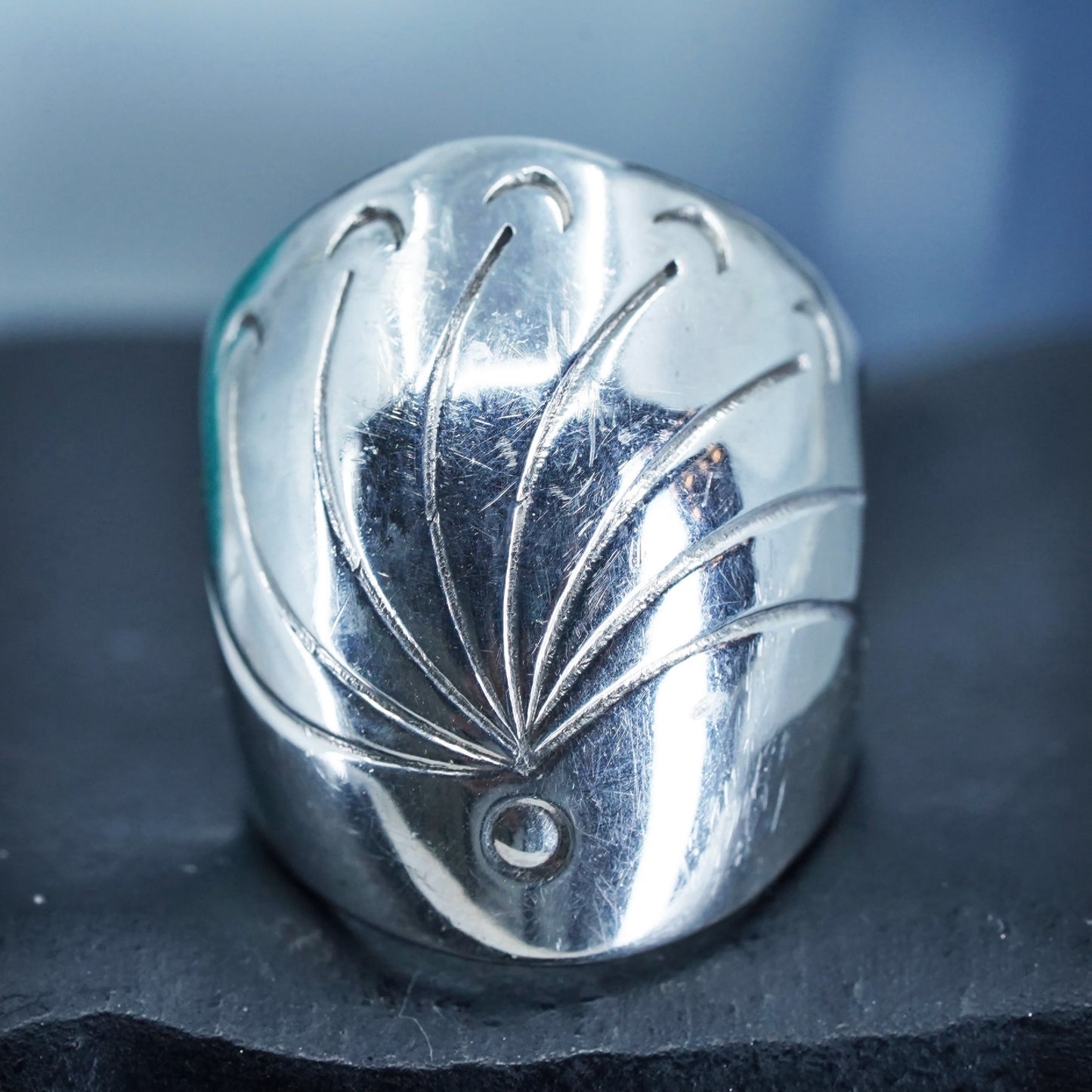 Size 6.5, Native American southwestern Sterling 925 silver ring, wide band