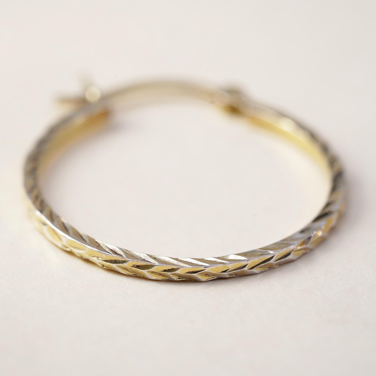 0.75", Vintage vermeil yellow gold over sterling silver single earring, hoop