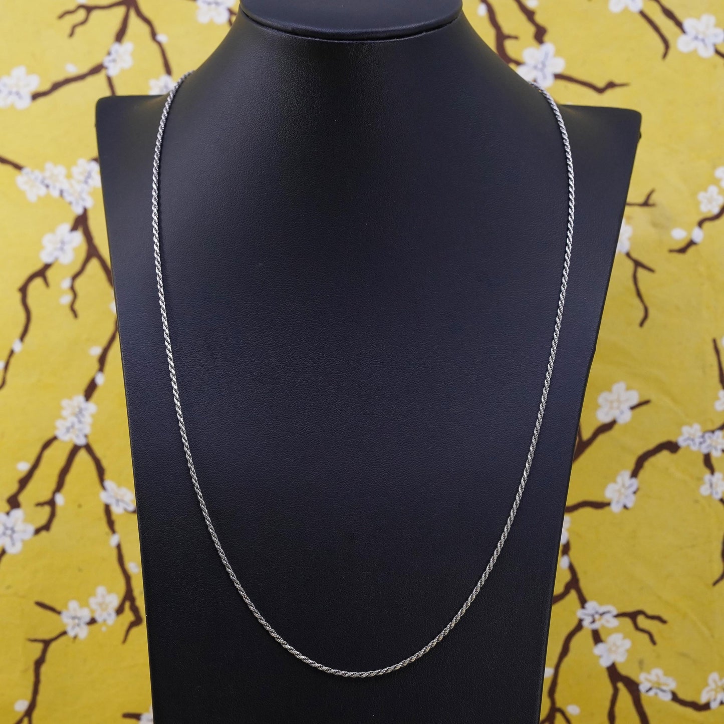 24" 2mm, vintage faded gold over Sterling silver necklace, Italy 925 rope chain
