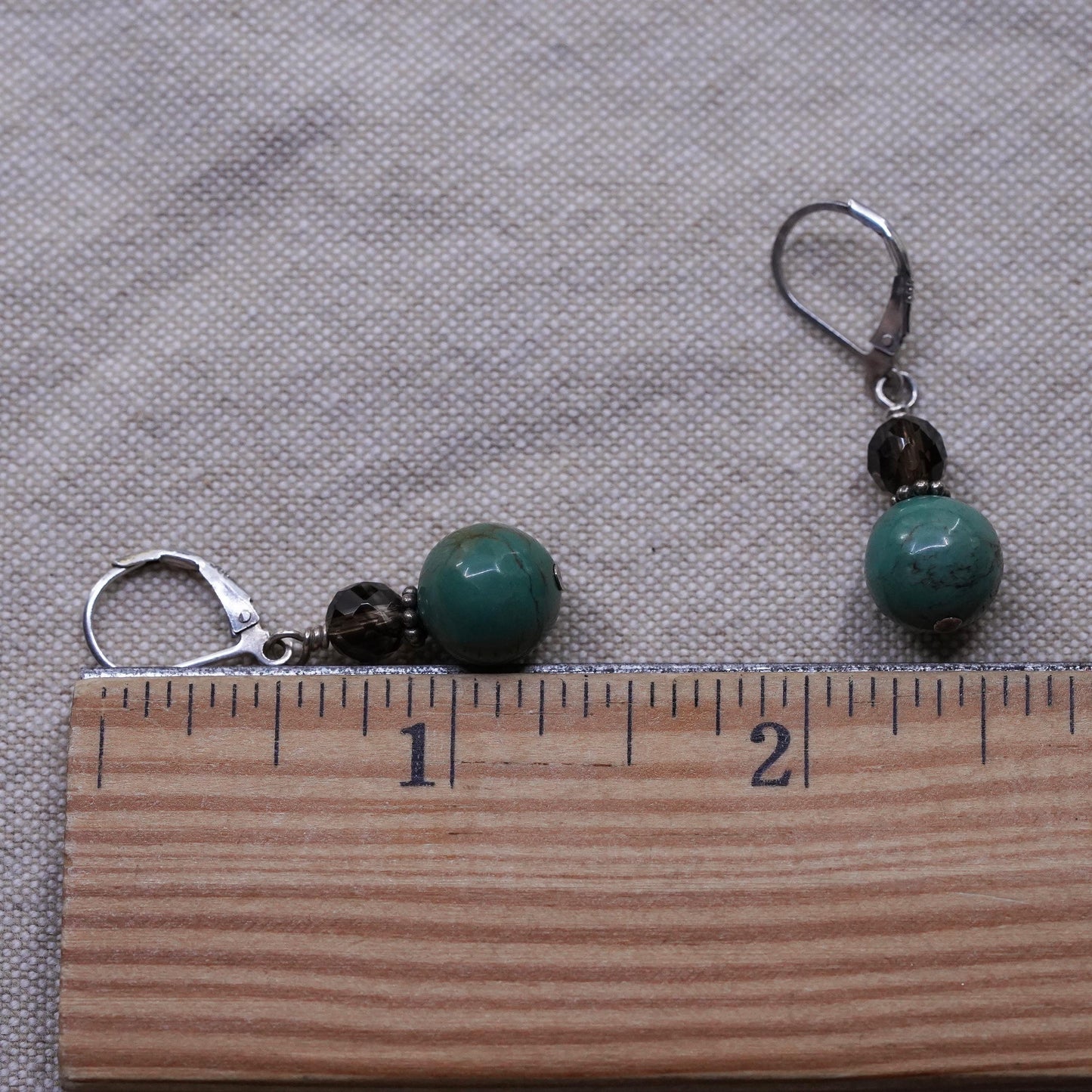 Vintage Sterling 925 silver handmade earrings with turquoise bead