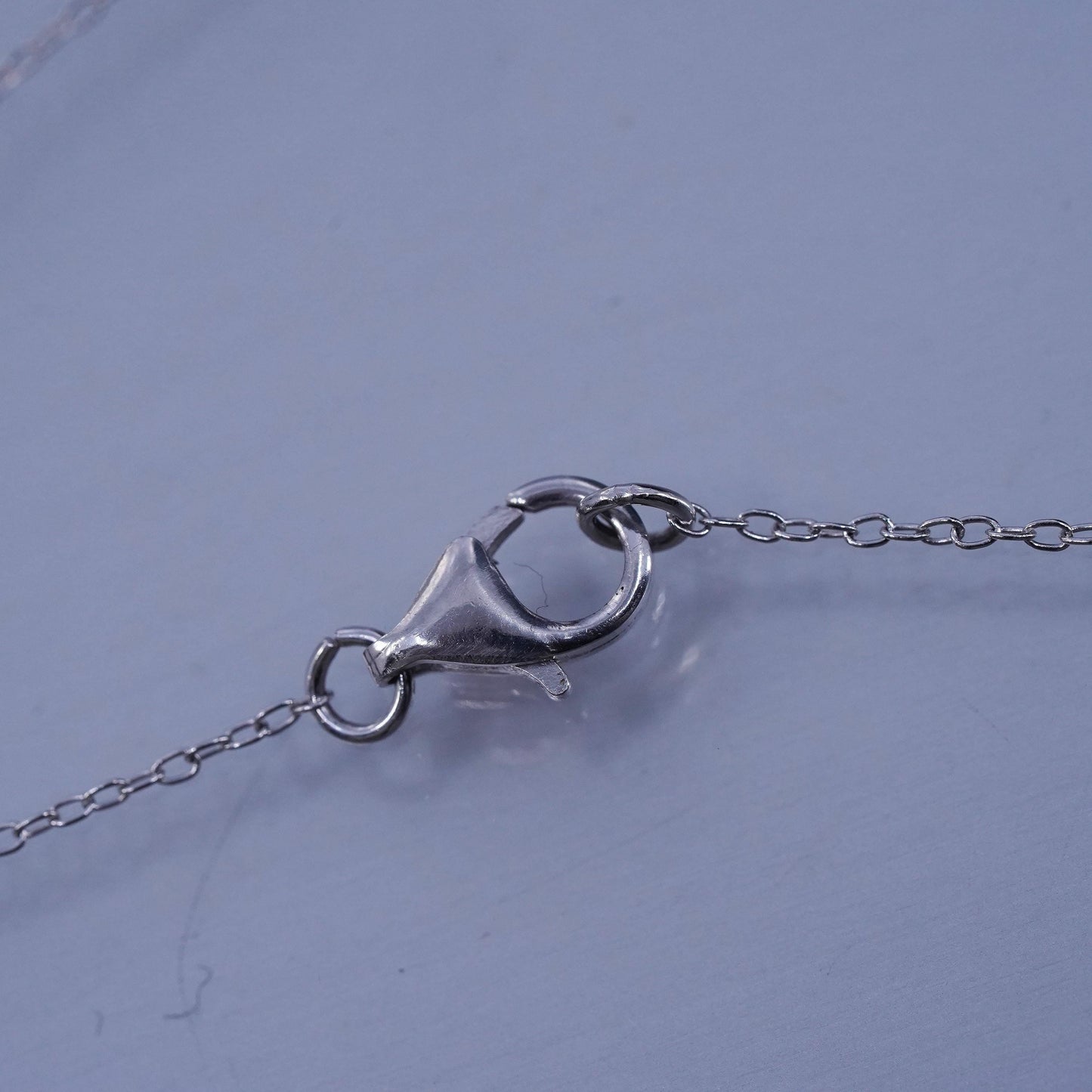 18”, vintage Sterling 925 silver circle necklace with cross pendant and cz