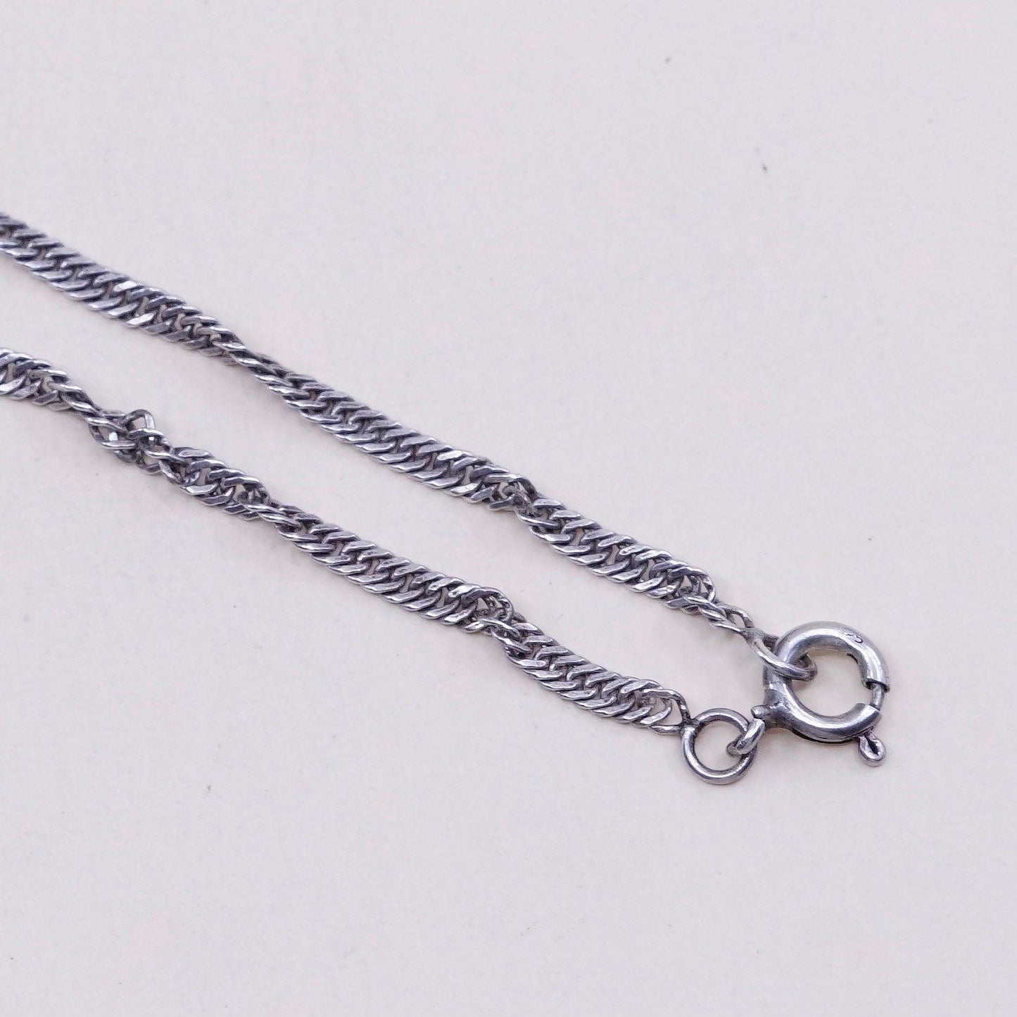 18”, 2mm, Vintage sterling silver Italy 925 silver twisted curb chain, necklace