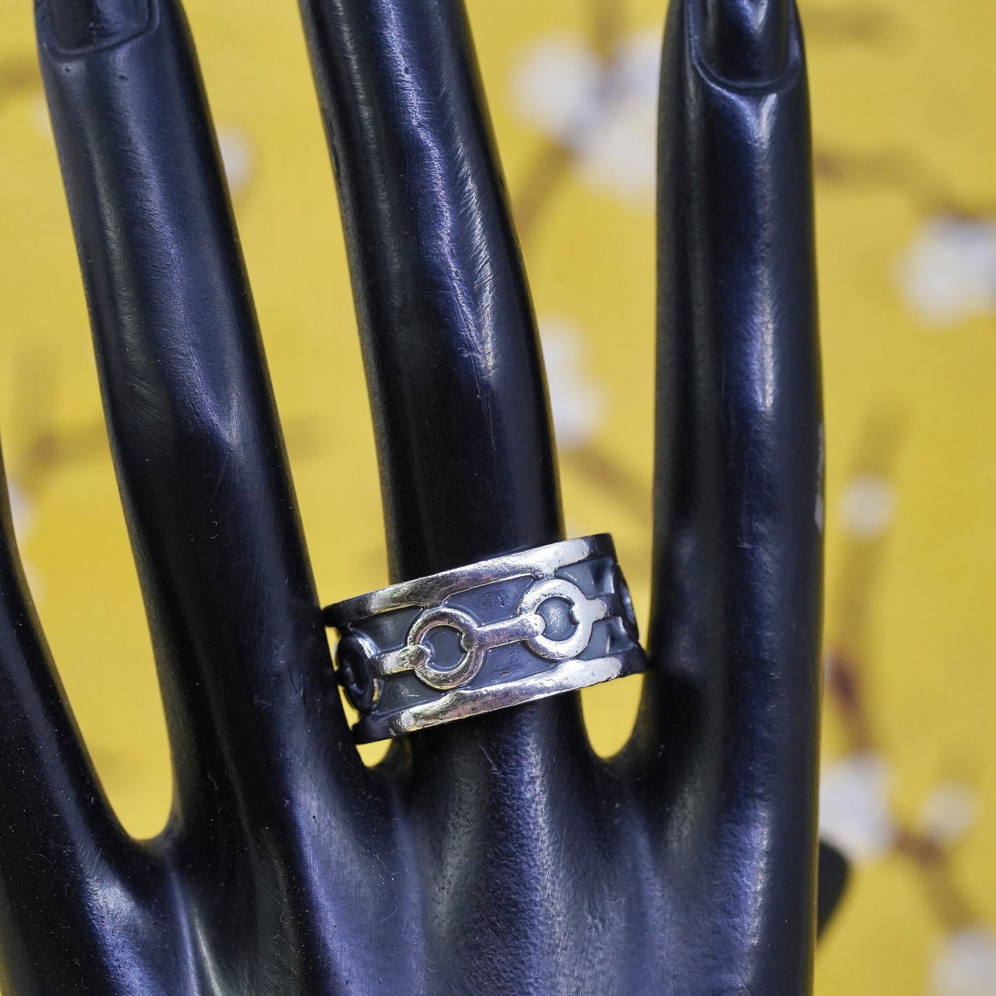 Size 11.5, vintage Sterling silver handmade ring, Hopi 925 textured band