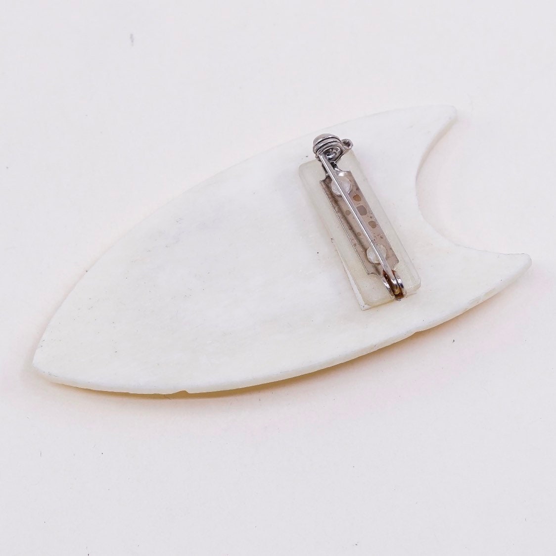 Vintage Handmade brooch, carved bone face
