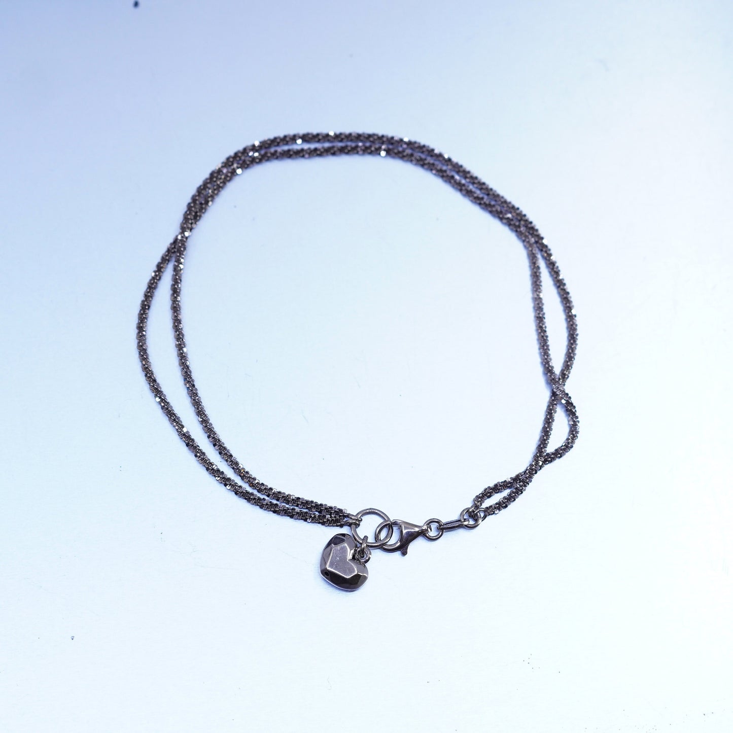 10”, Italy Milor gold Sterling 925 silver twisted bracelet anklet heart charm