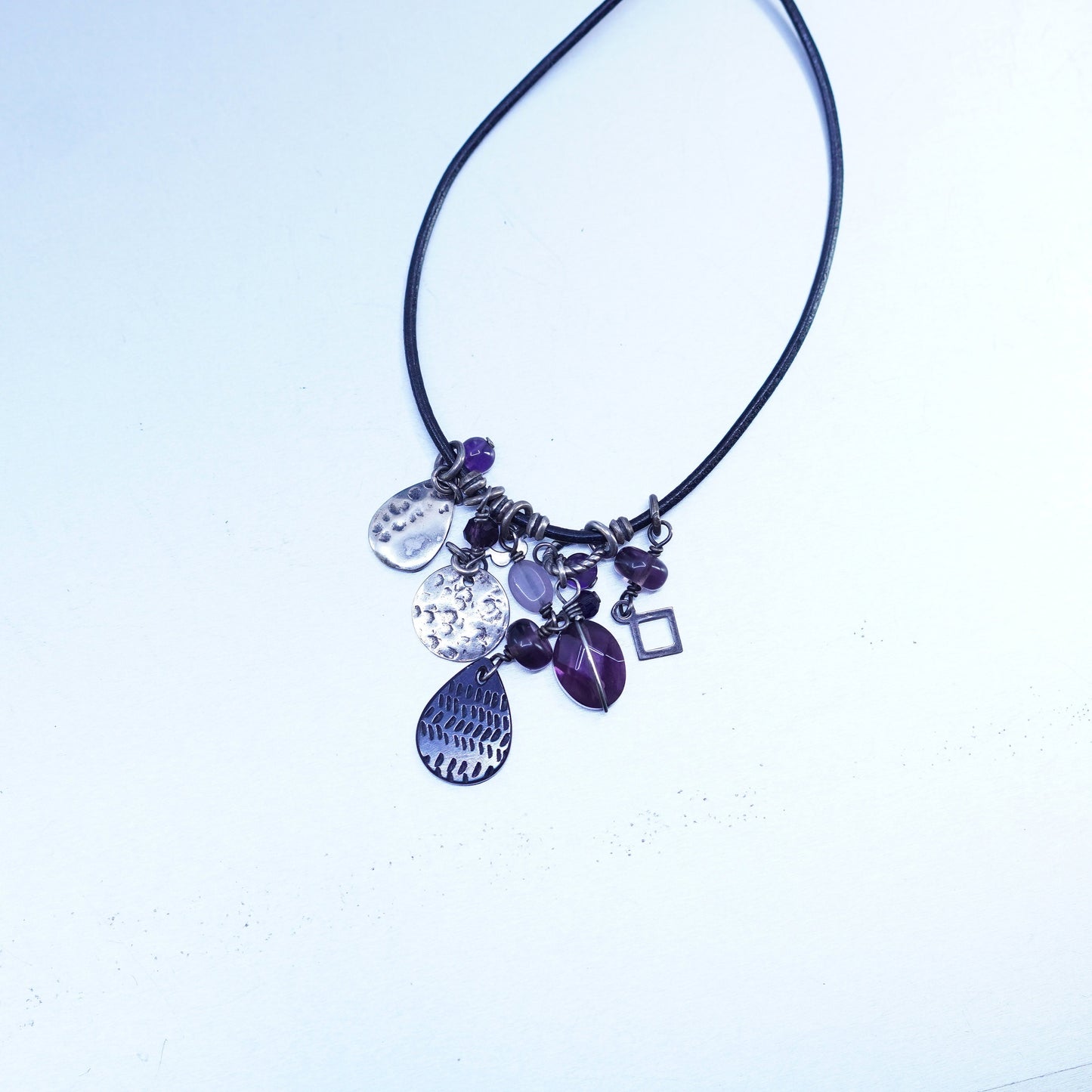 18+2”, Silpada N1788 Amethyst, Shell, Sterling 925 Silver, Cha-Cha Necklace