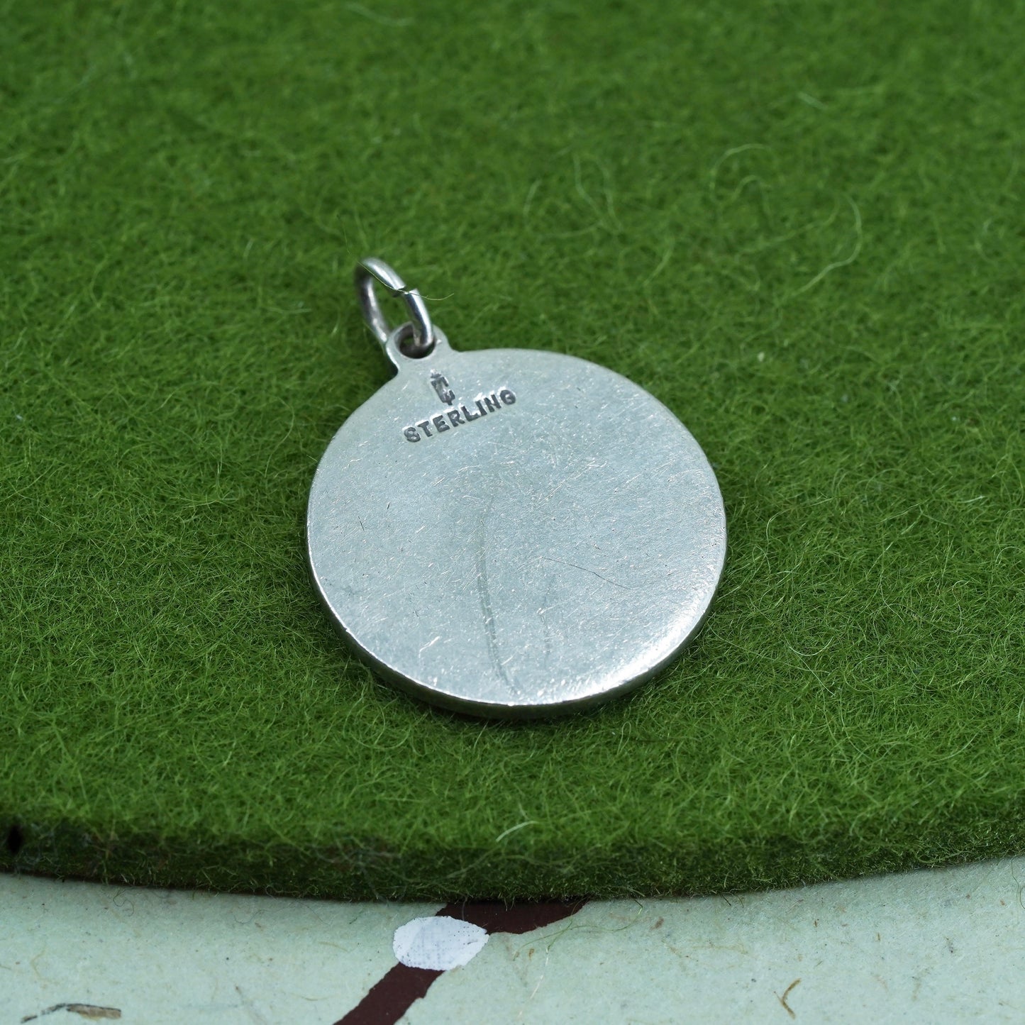 Charles Thomas sterling silver Guilloche enamel ST. Christopher pendant charm
