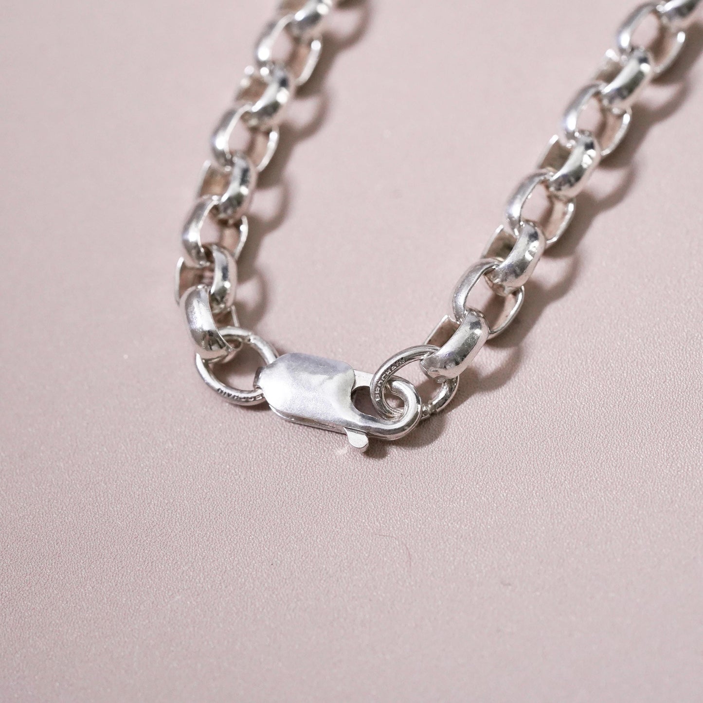 18”, vintage Prochain Sterling silver handmade necklace, bold 925 circle chain