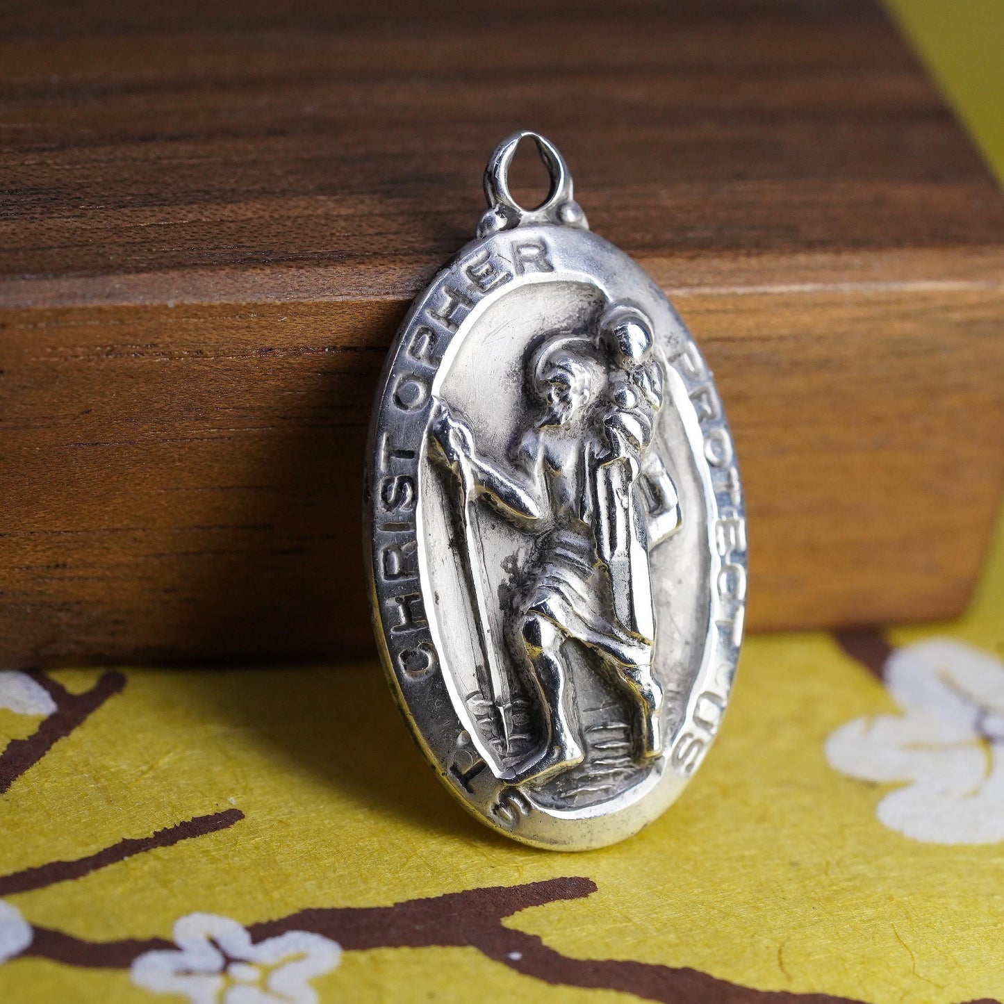 M DE Jean Sterling Silver 925 Saint Christopher Medal Pendant, Protect Us Charm