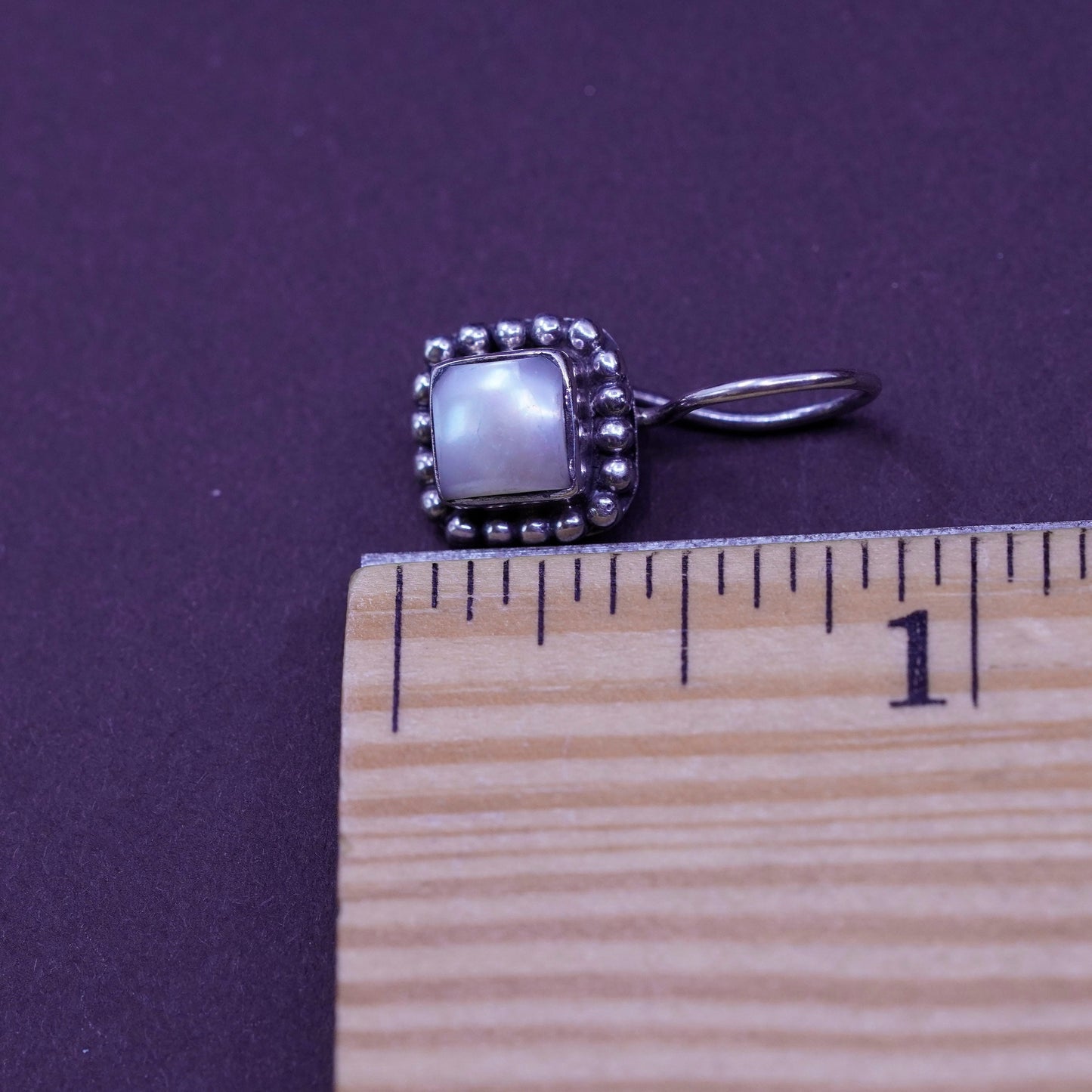 Silpada W1394 Pearl Button Frame Square Earrings 925 Sterling Silver beads