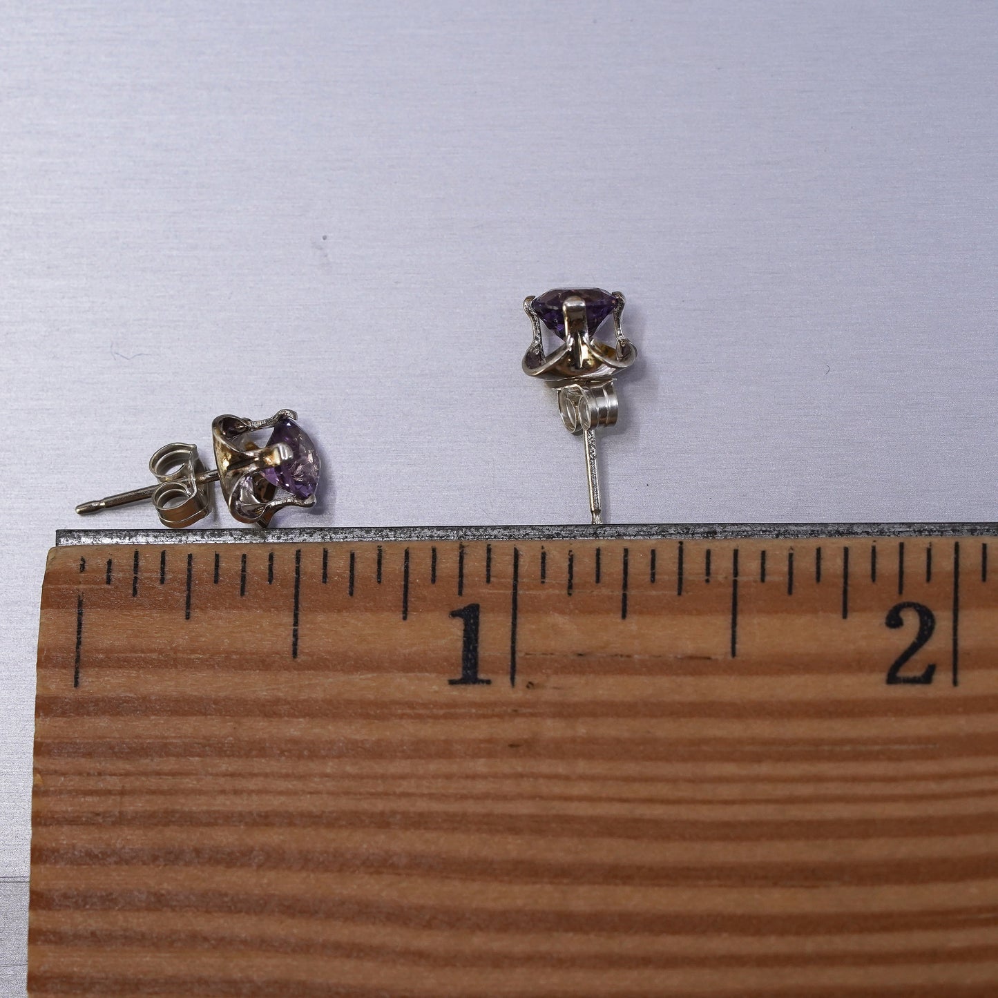 Vintage Sterling 925 silver amethyst studs, earrings