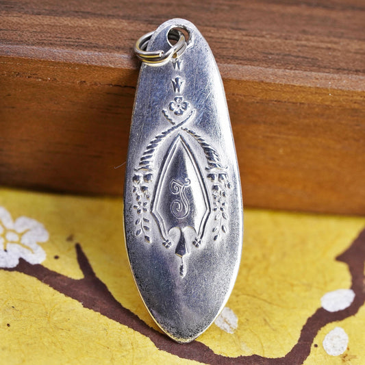 Vintage Sterling silver handmade charm, 925 spoon tag pendant, silver tested