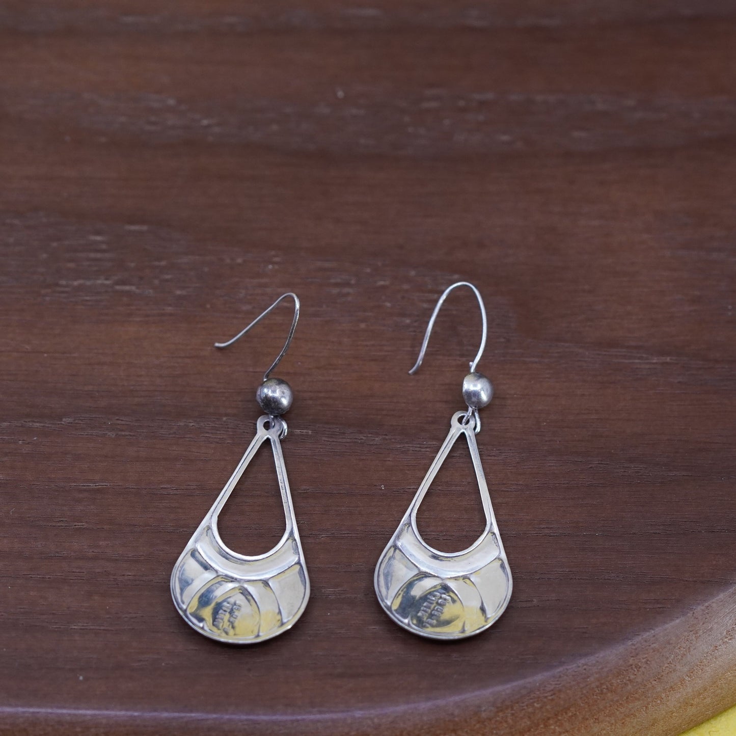 Vintage Sterling silver handmade earrings, 925 teardrop with abalone inlay
