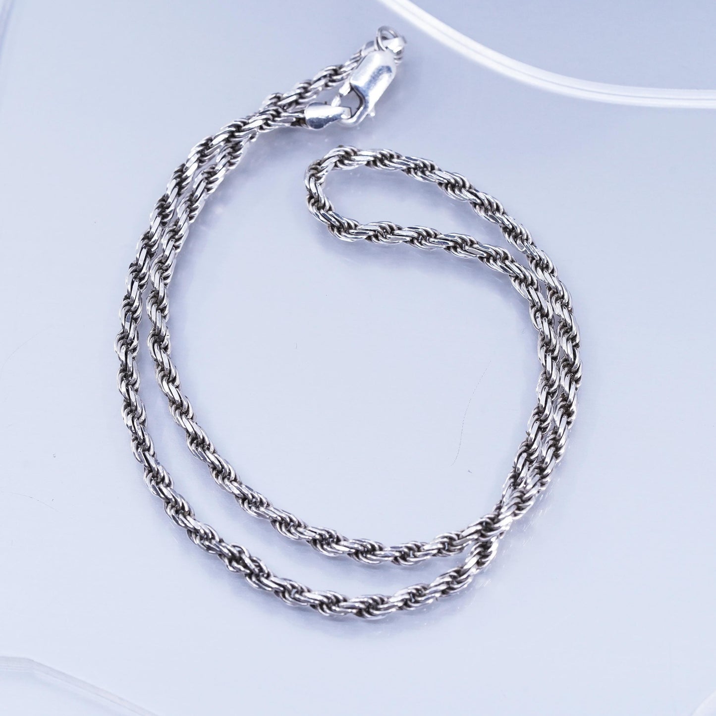 18” 4mm, vintage Sterling 925 silver bold diamond cut rope chain necklace