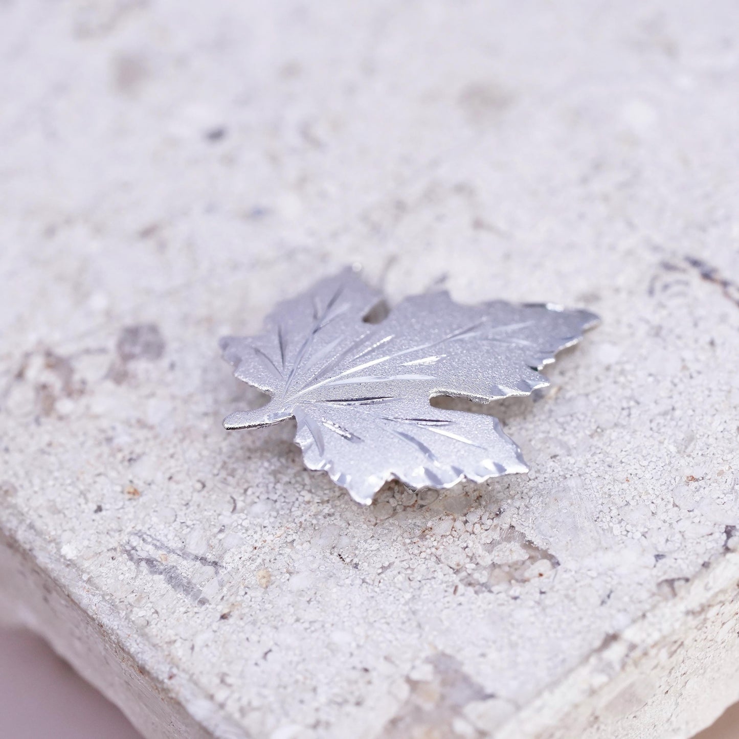 Vintage sterling silver brooch, 925 maple leaf pin, stamped bondboyd sterling