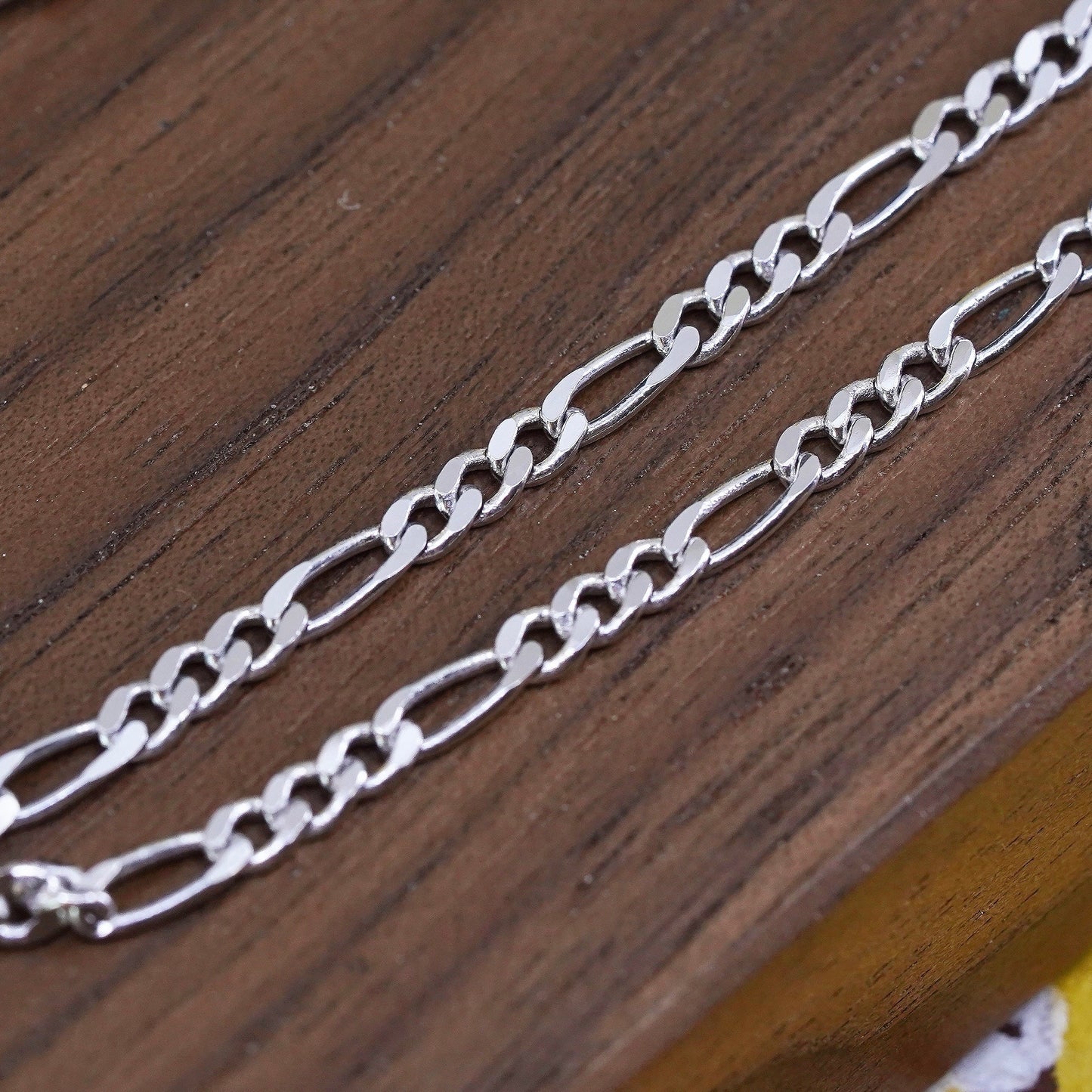 19" 3mm, vintage Sterling silver figaro chain, Italy 925 necklace