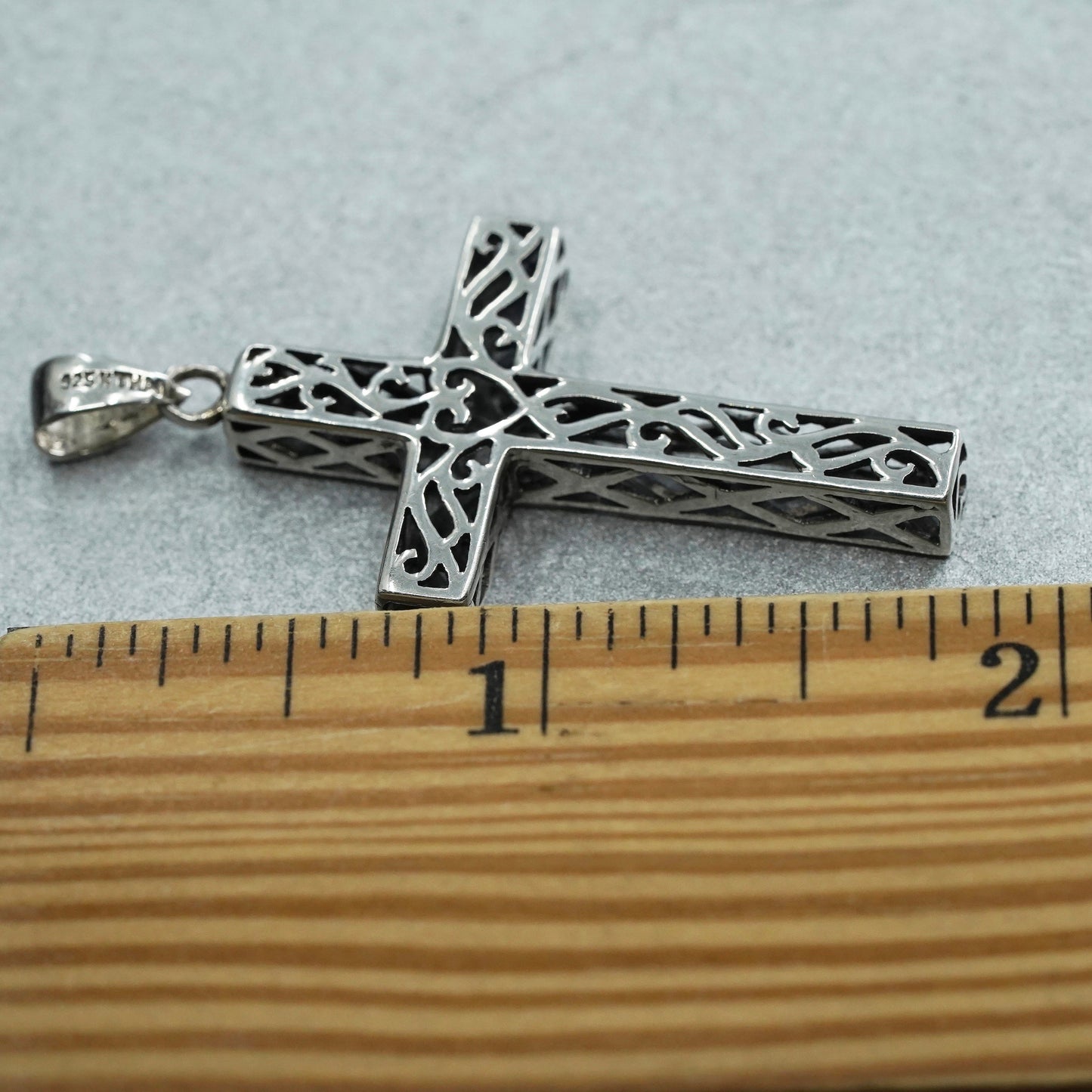Vintage sterling 925 silver handmade filigree cross pendant