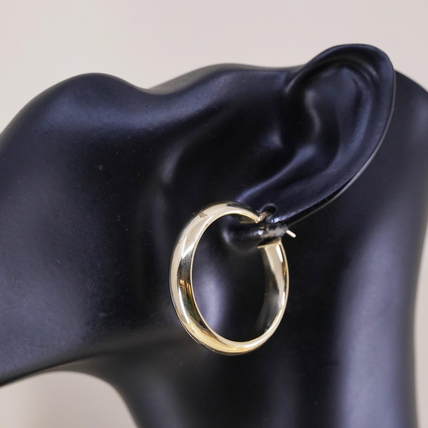 1.5", Vintage Dyadema yellow gold over sterling silver loop earrings, hoops