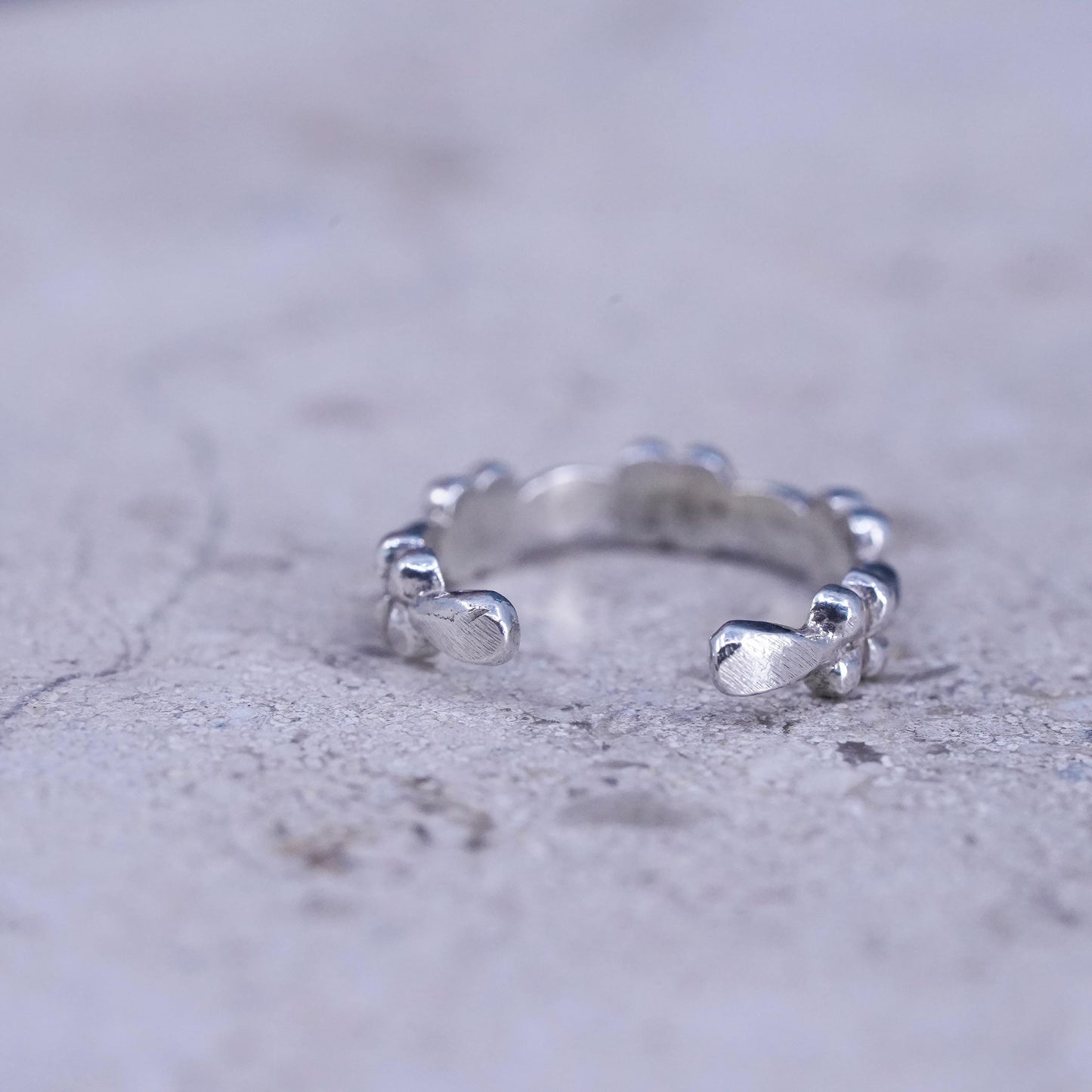 Size 1, vintage Sterling silver handmade ring, 925 flower band