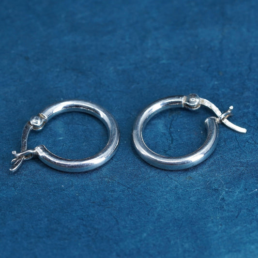 0.5”, vintage Sterling silver handmade hoop earrings, fine 925 huggie