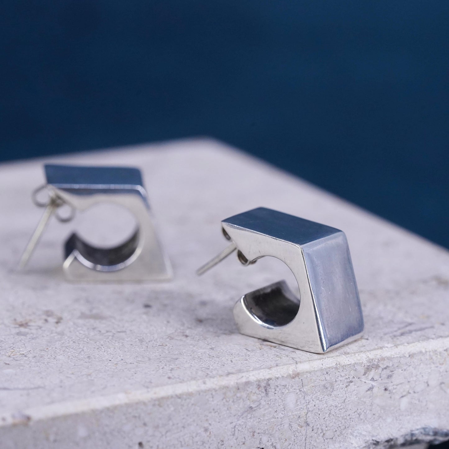 vintage Mexican modernist Sterling 925 silver handmade studs earrings