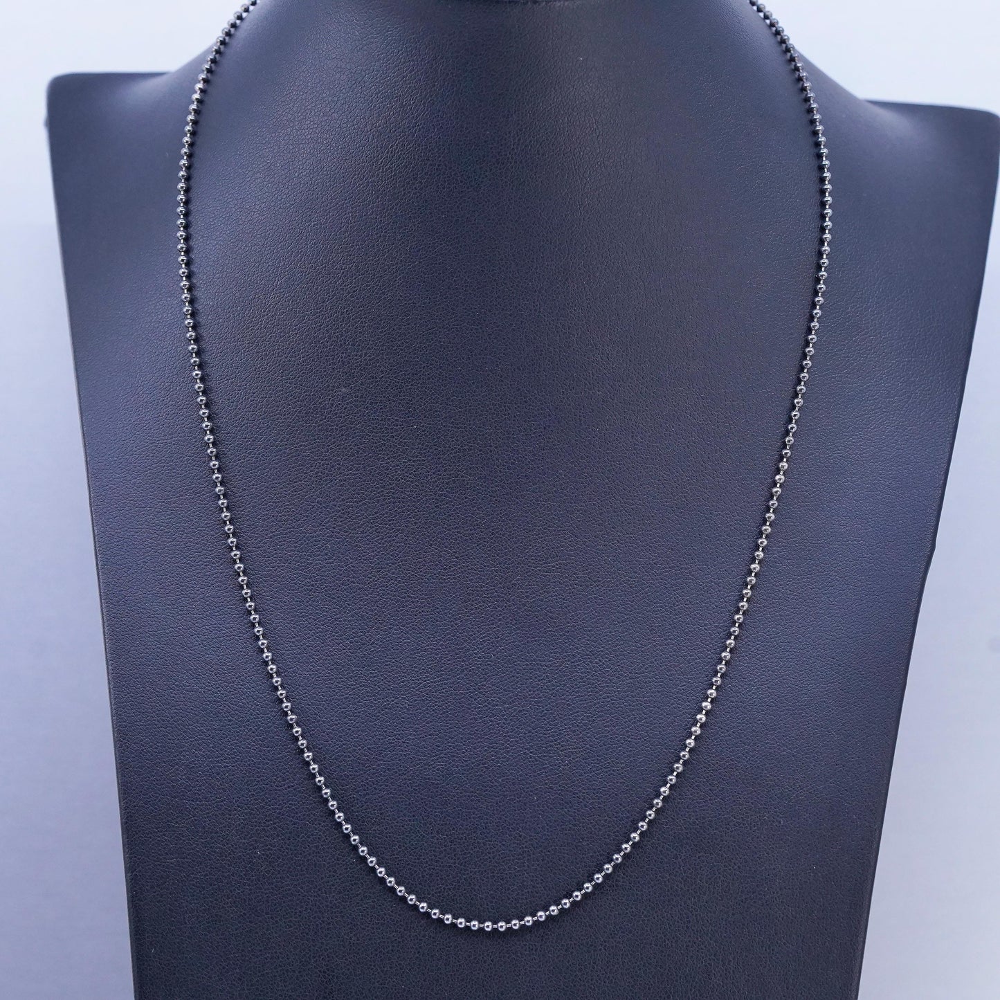 20" 1mm, vintage Italian IBB Sterling 925 silver oxidized chain necklace beads