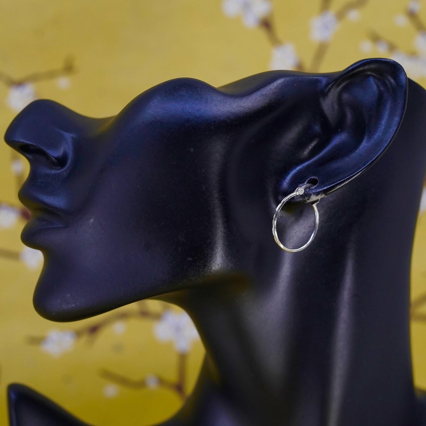 0.75”, Vintage Sterling silver handmade earrings, 925 hoops
