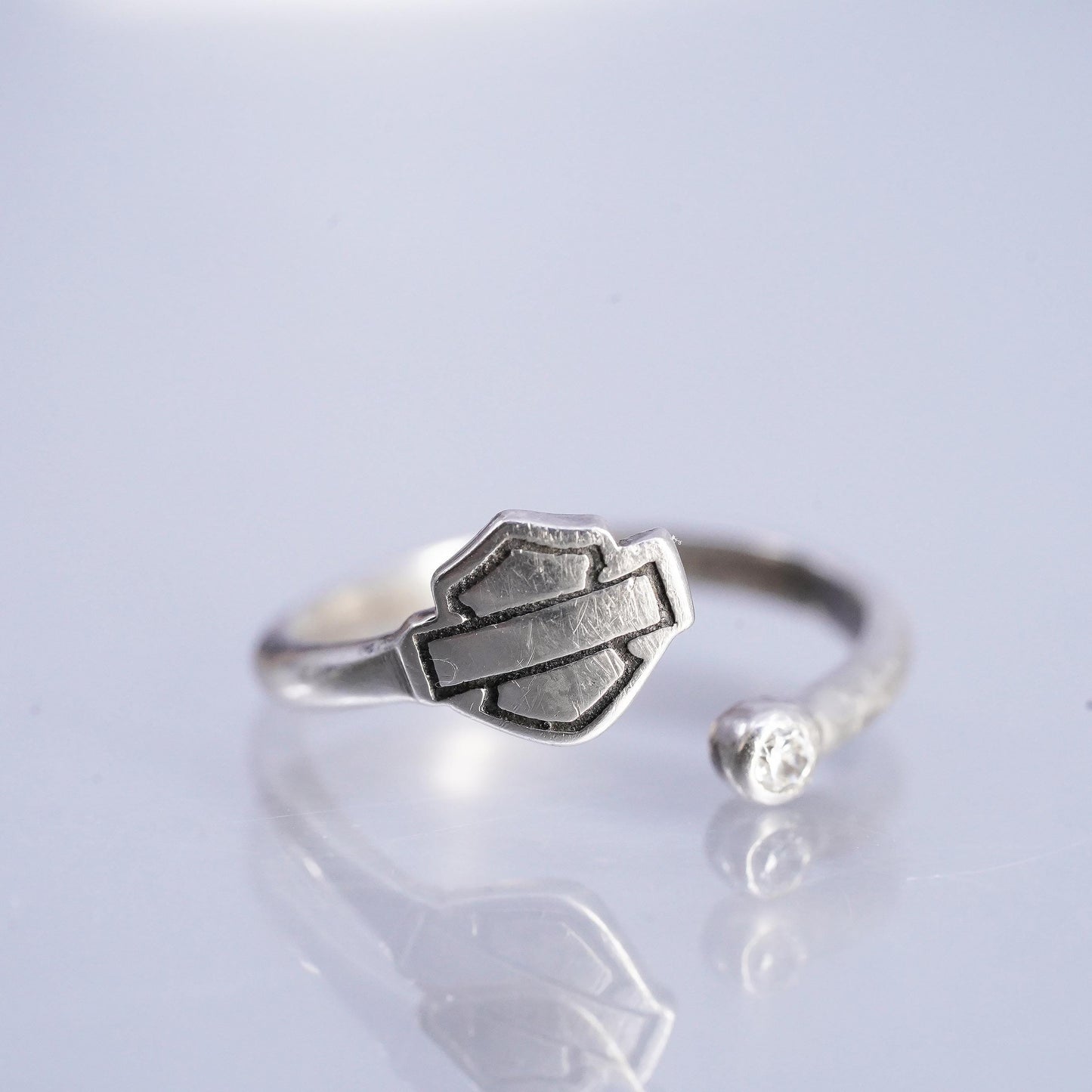 Harley Davidson Bar & Shield Wrap Ring 925 Sterling Silver Open Adjustable Ring