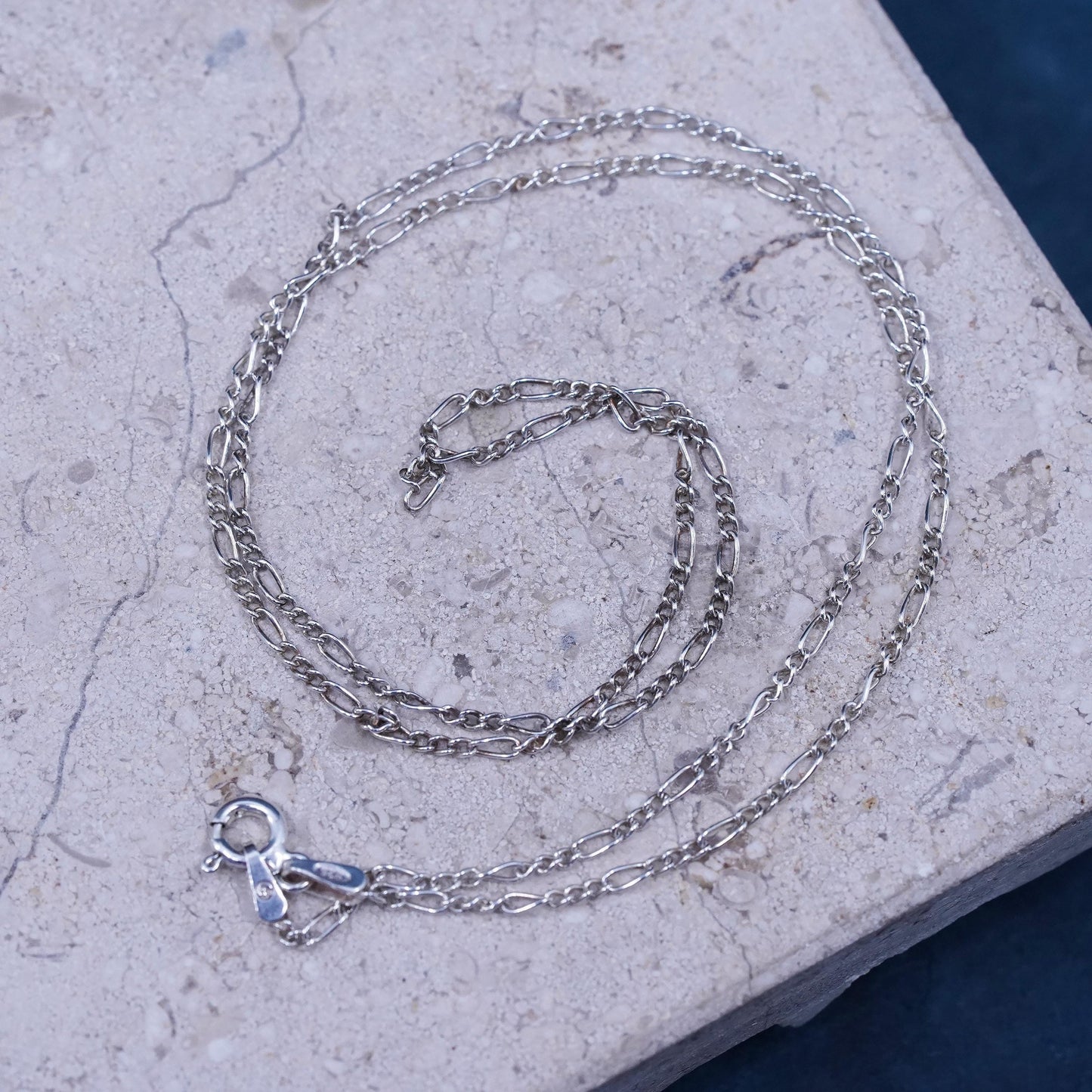 18”, 2mm, vintage Sterling silver handmade necklace, 925 Figaro chain