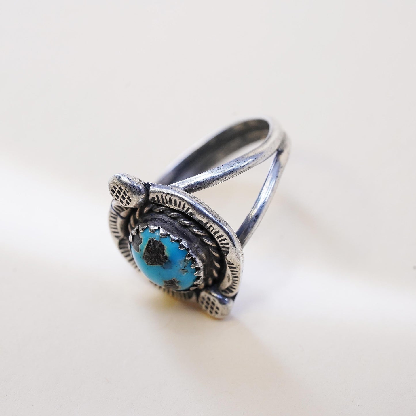 Size 5.5, Native American sterling silver ring 925 ring turquoise, southwestern