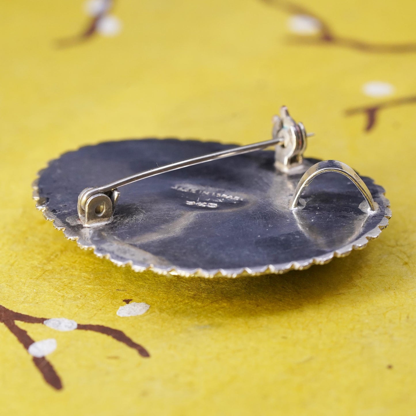 Vintage antique Israel sterling 925 silver butterfly pendant brooch turquoise