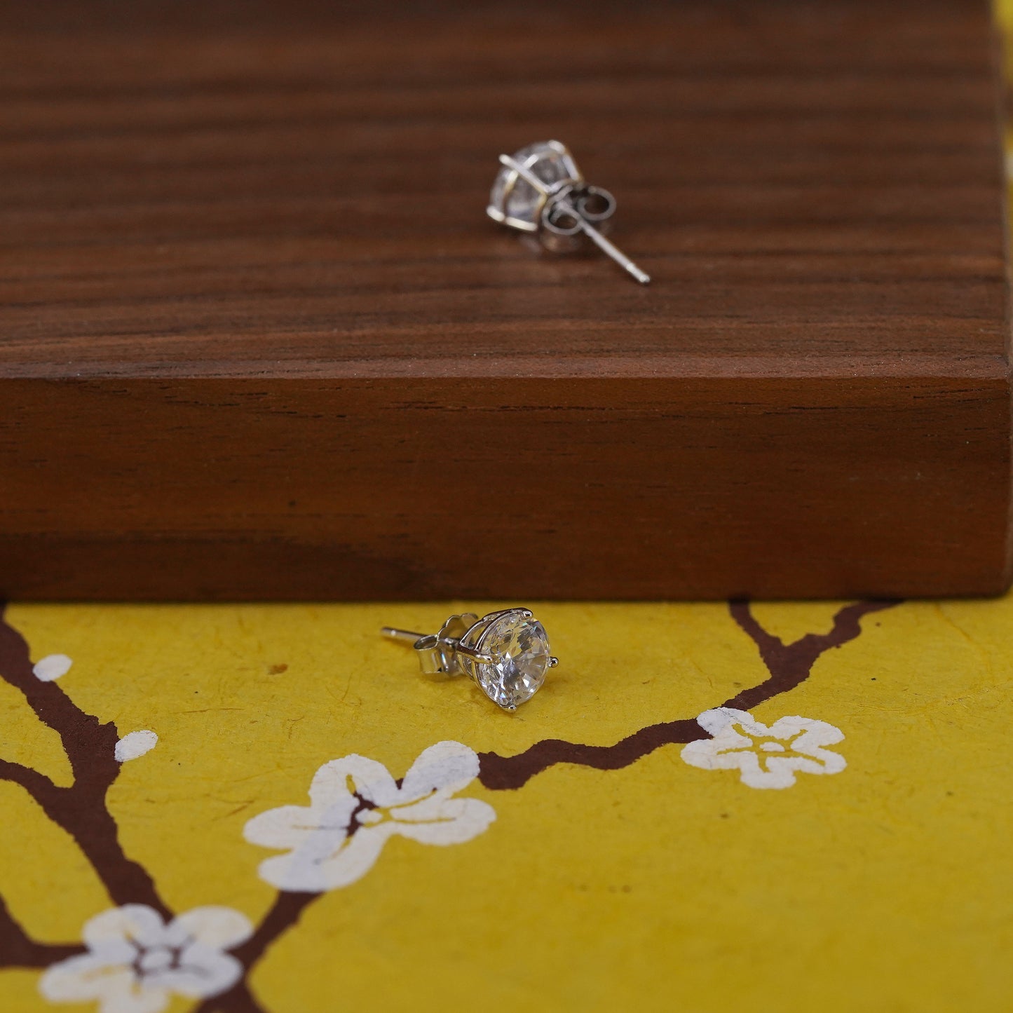 7mm, Sterling silver clear round crystal studs, cz earrings