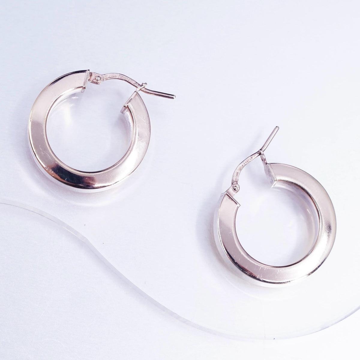 0.75", VTG Italian Dyadema vermeil gold Sterling Silver hoops. 925 Earrings