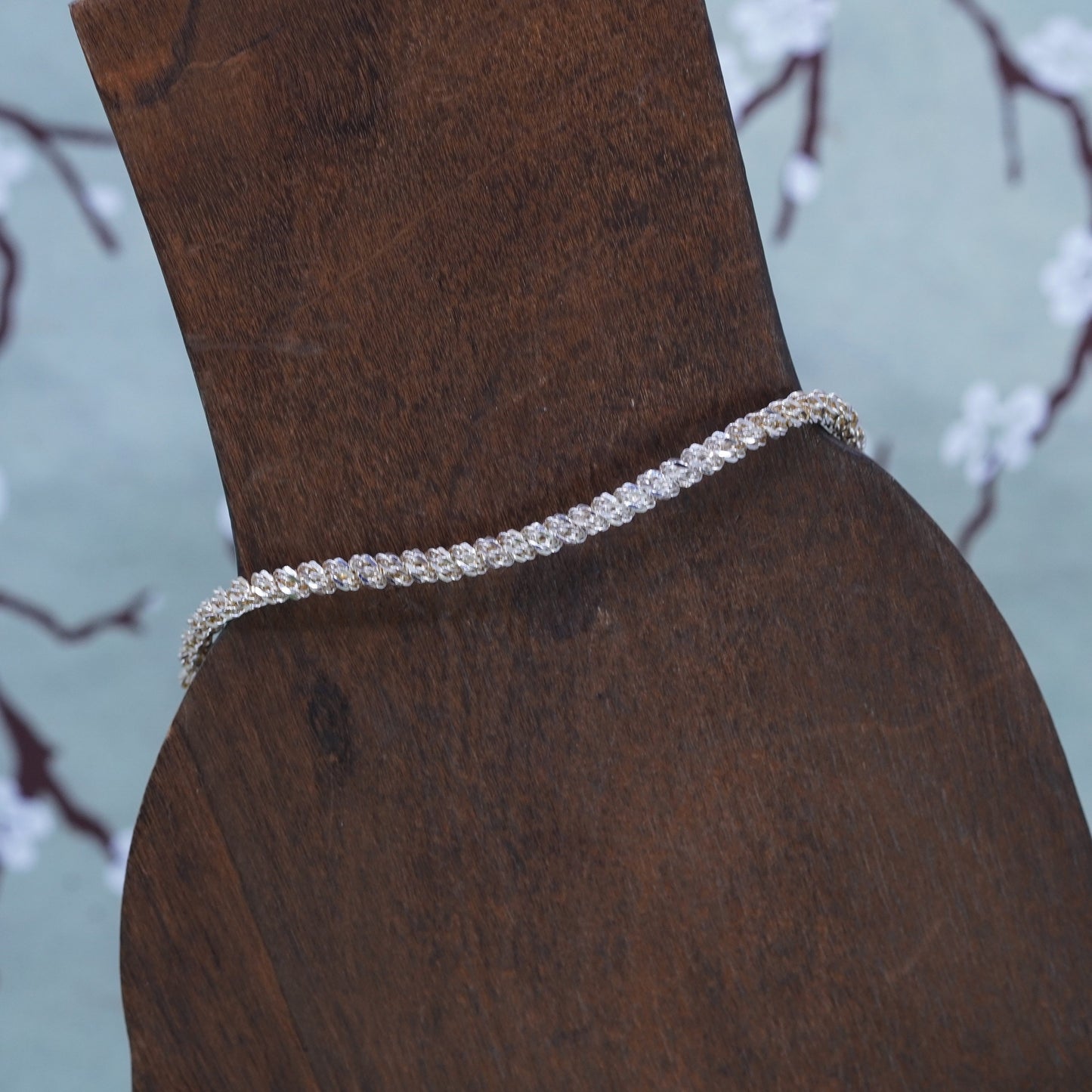 7.5”, 3mm, vintage Italy Sterling silver bracelet, 925 Twisted chain